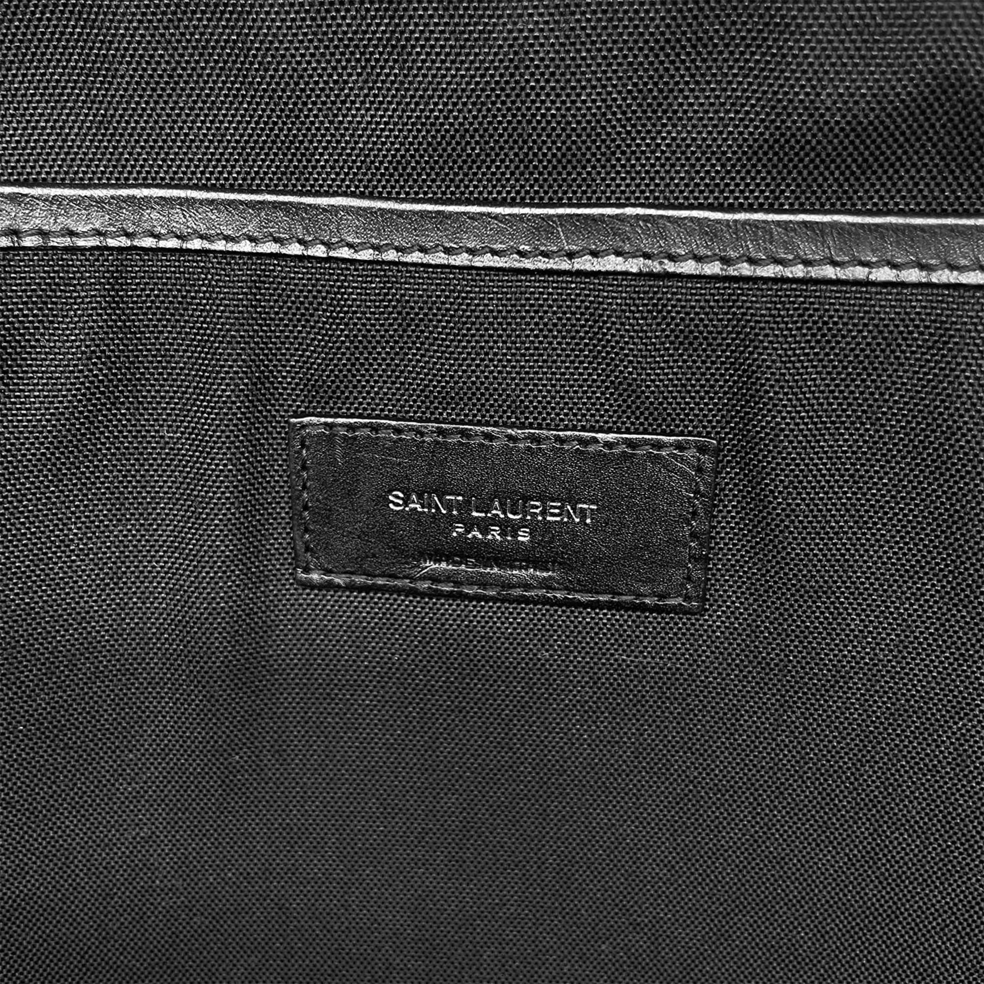 Yves Saint Laurent Black Canvas Leather Backpack (Pre-Owned)