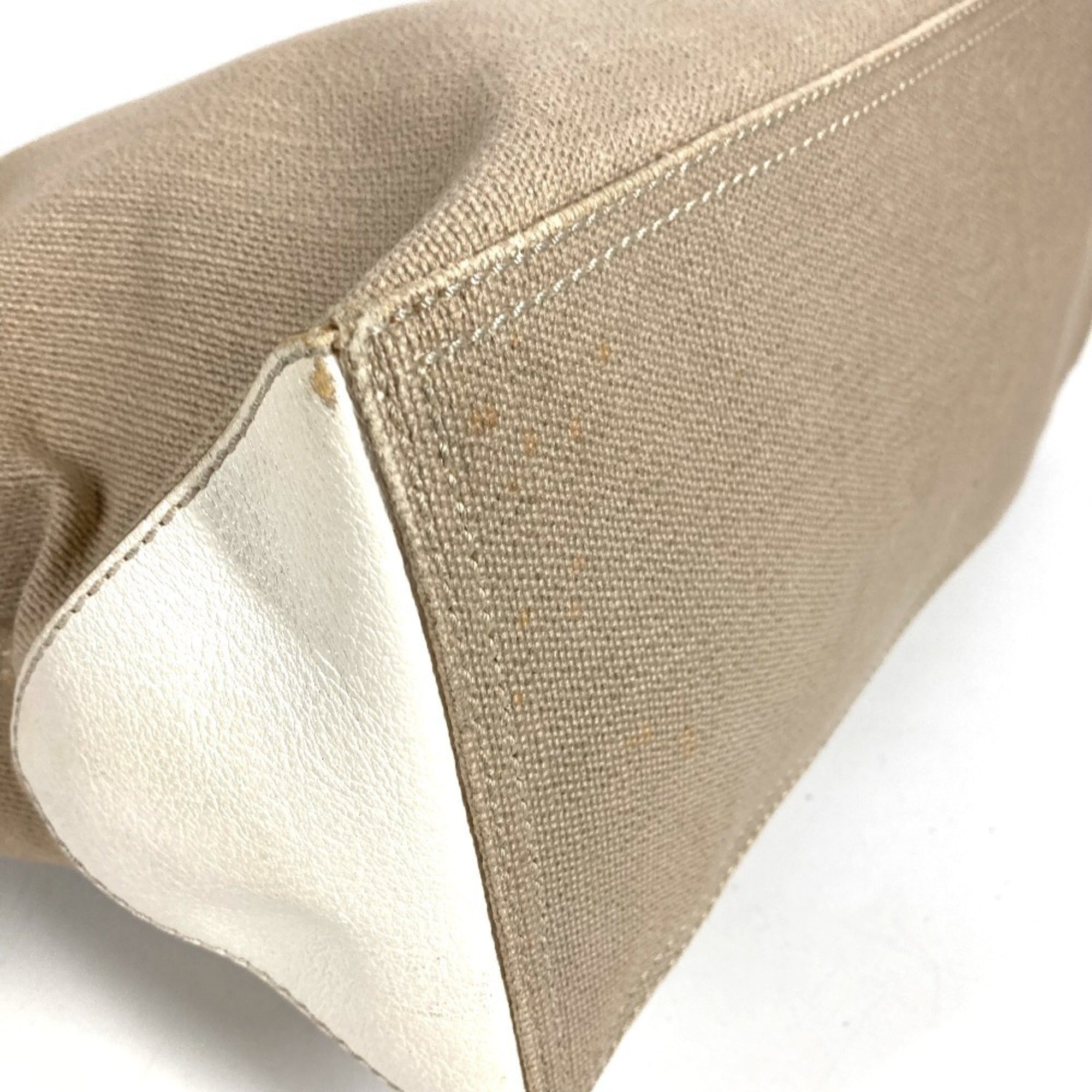 Celine Beige White Leather Shoulder Bag Tote Bag (Pre-Owned)
