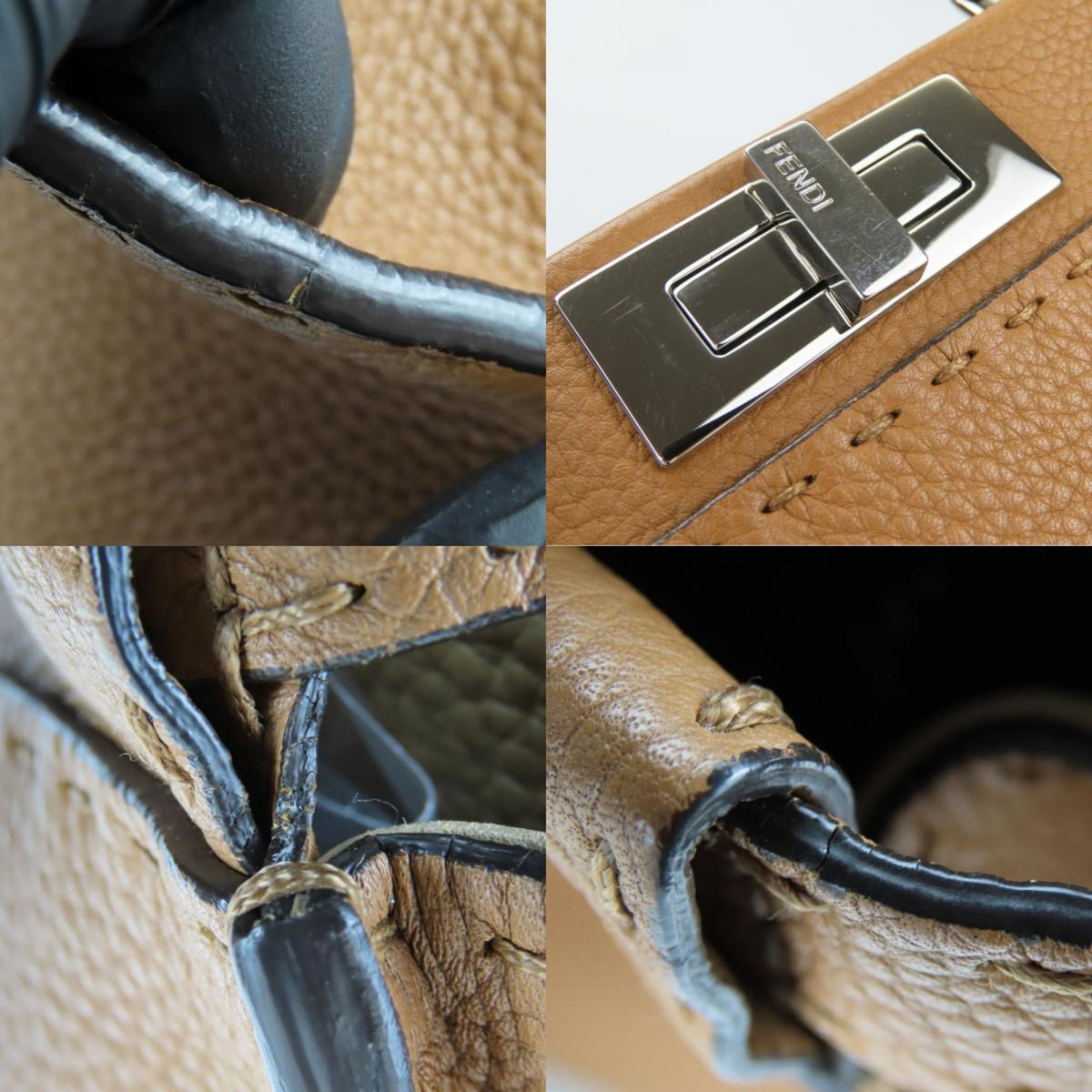 Fendi Brown Leather Handbag Shoulder Bag (Pre-Owned)