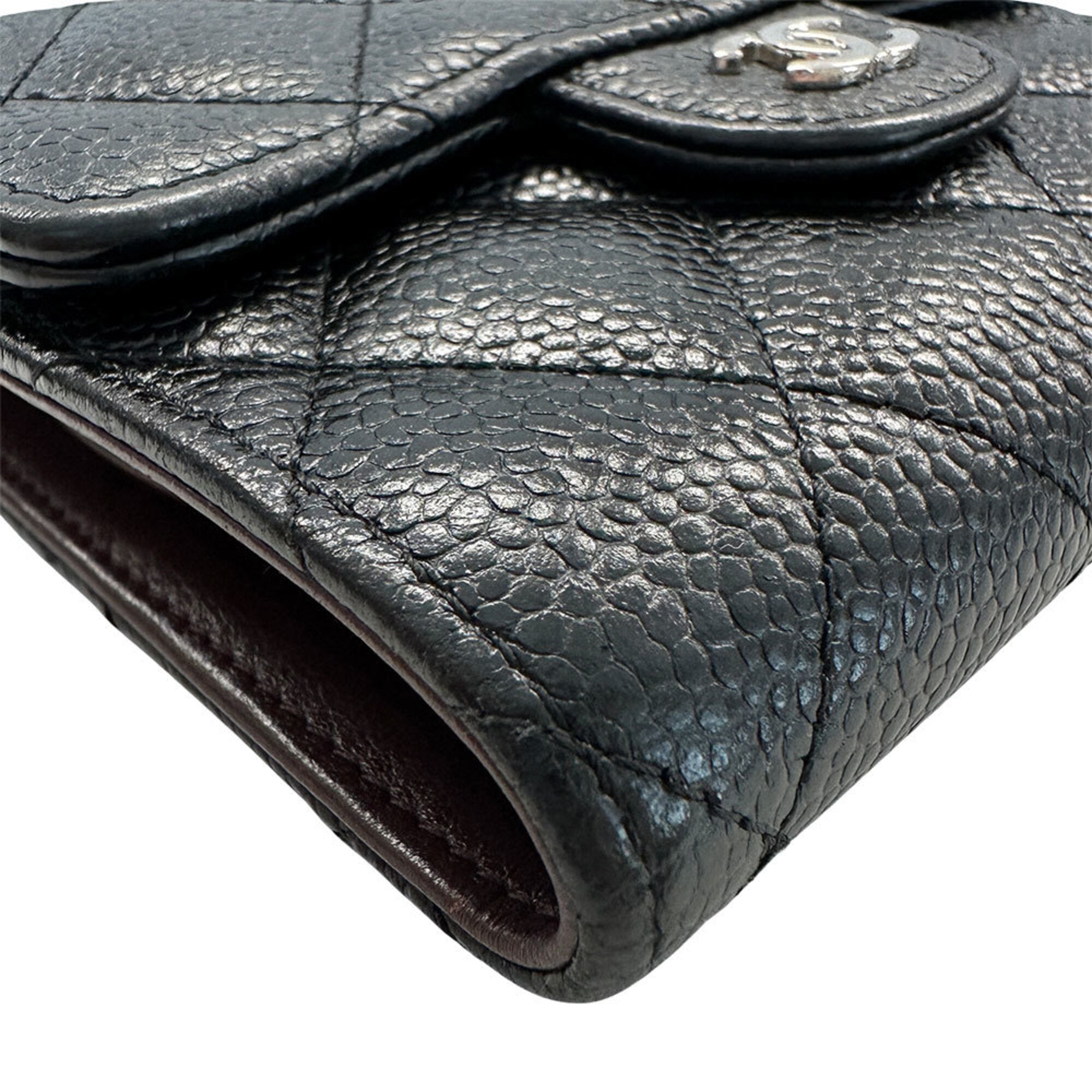 Chanel Black Grained Calfskin Wallet (Bi-Fold) (Pre-Owned)