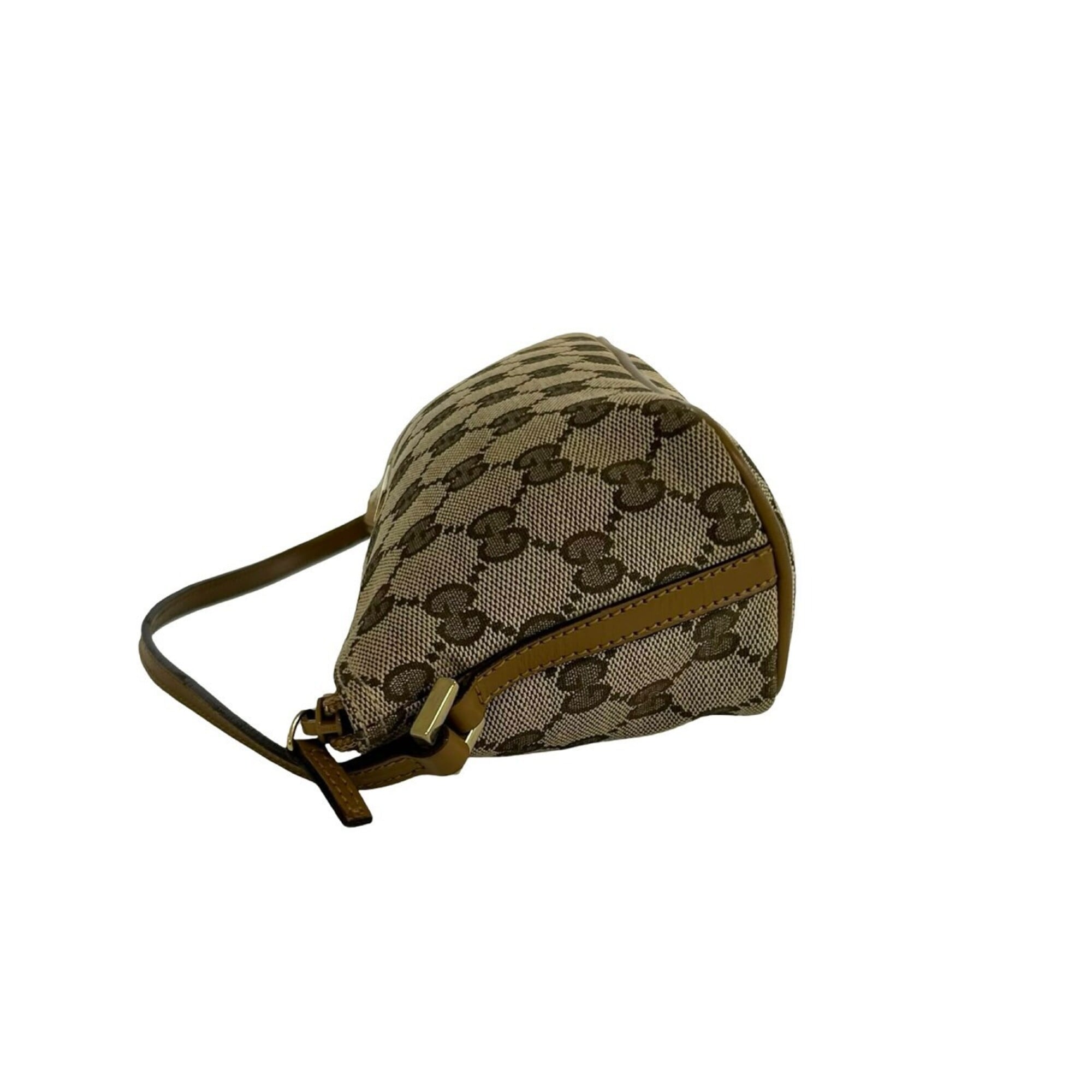 Gucci Brown Canvas Leather Handbag Pouch (Pre-Owned)