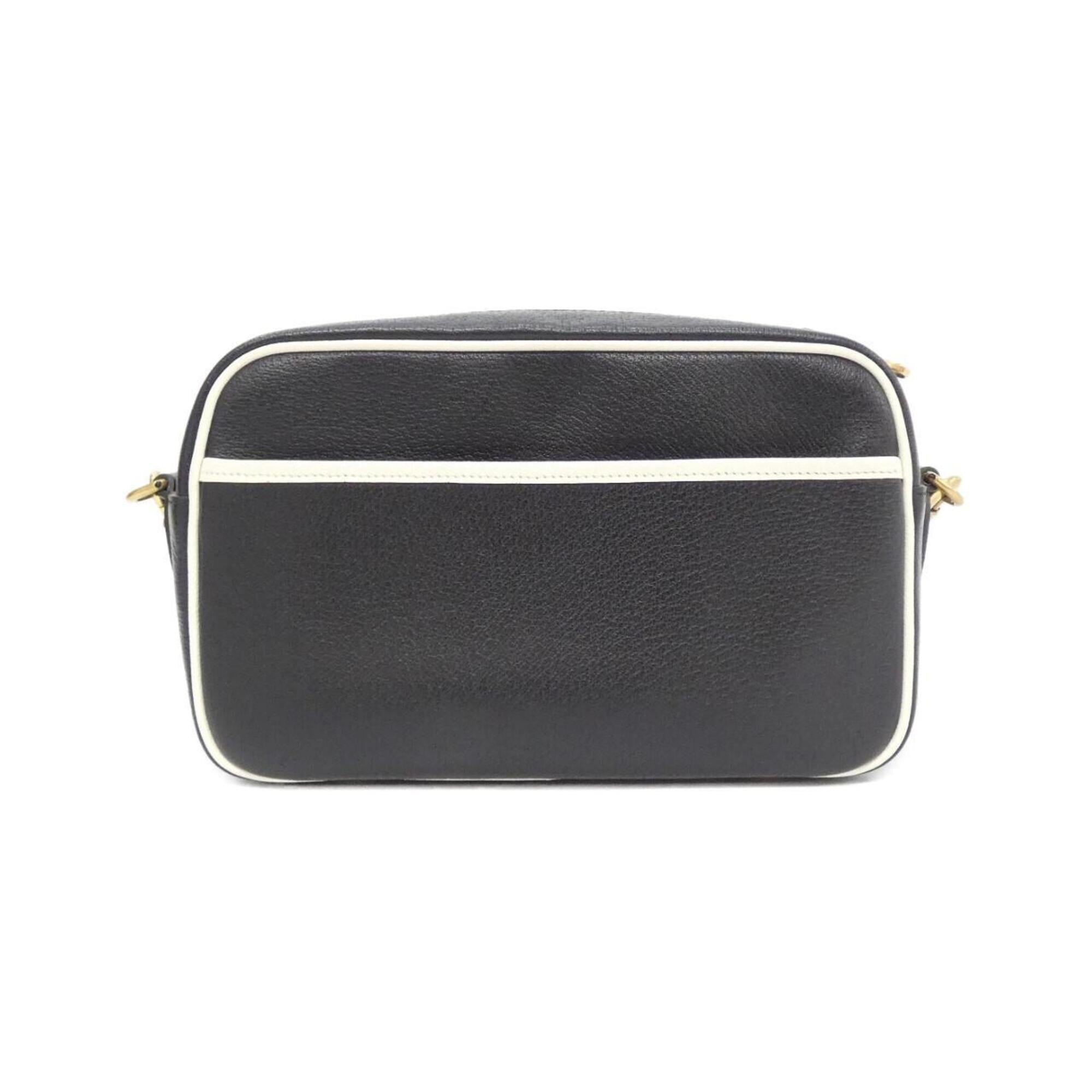 Gucci Black White Leather Shoulder Bag (Pre-Owned)