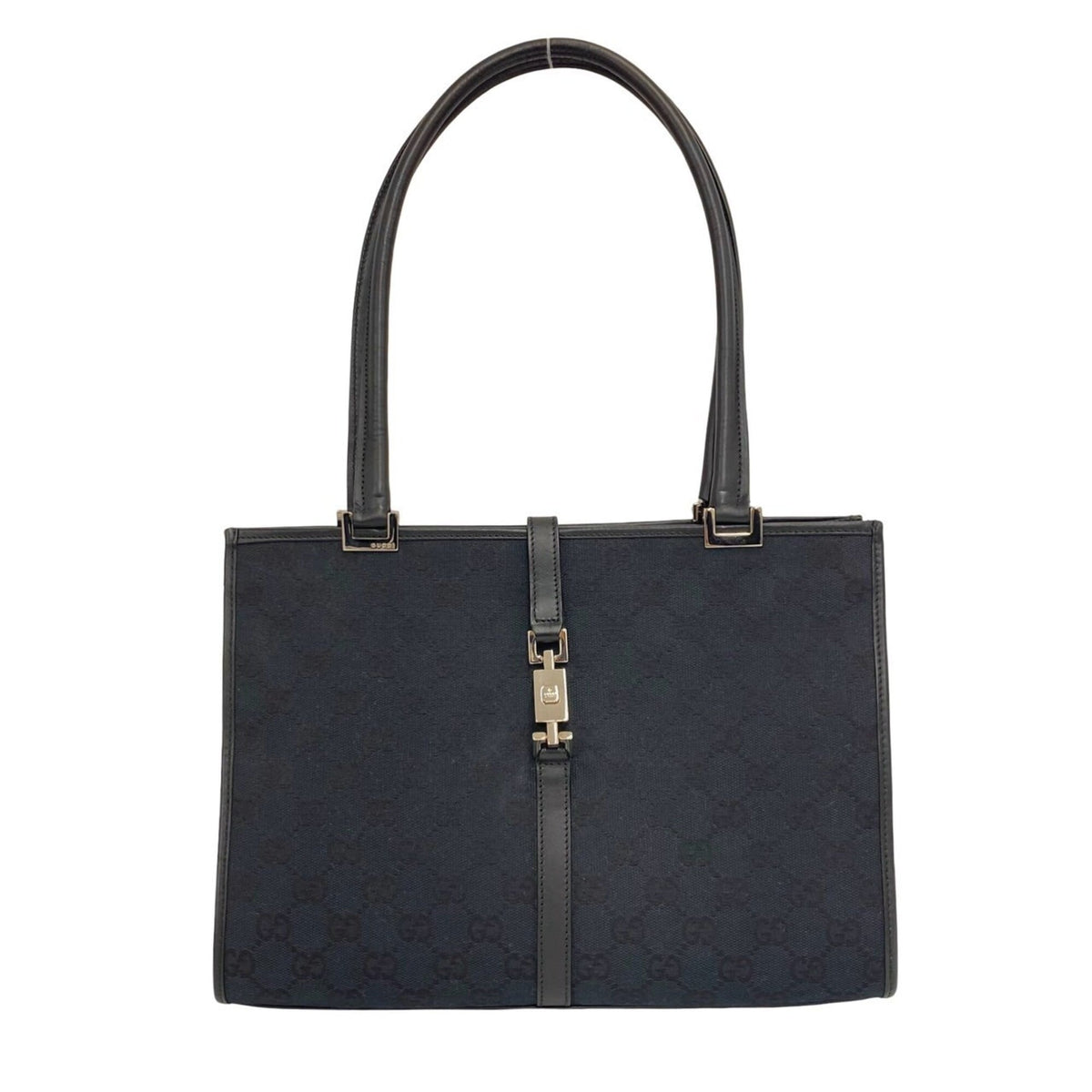 Gucci Black Canvas Leather Handbag Shoulder Bag (Pre-Owned)