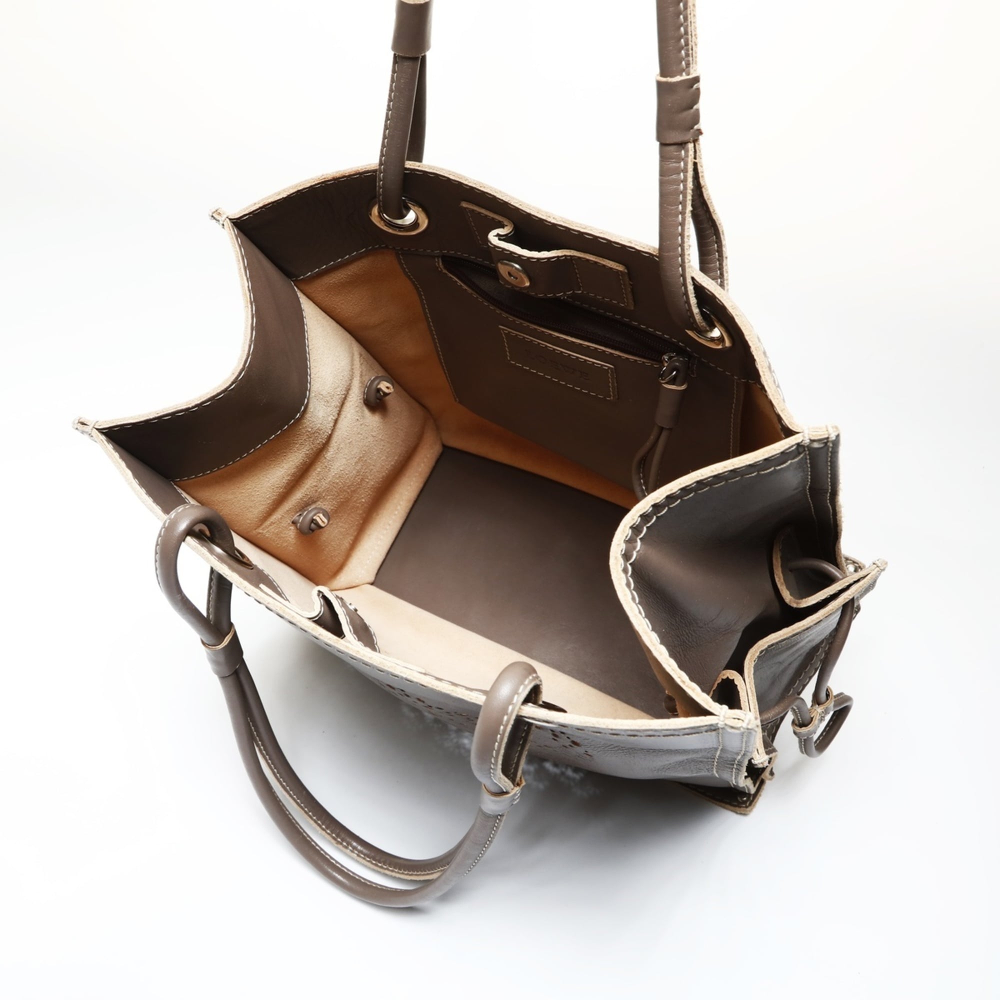 Loewe Gray Brown Leather Tote Bag (Pre-Owned)