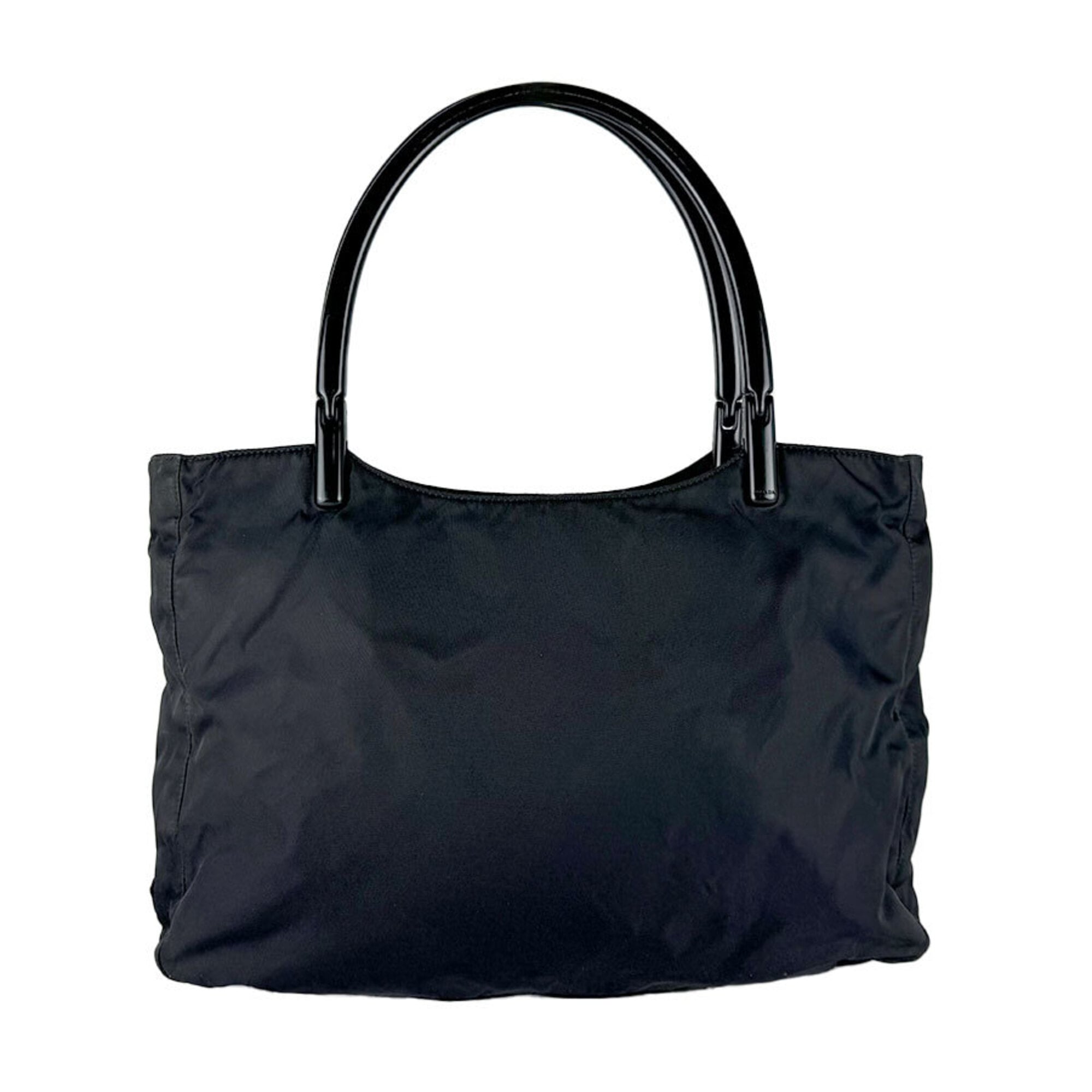 Prada Black Nylon Plastic Shoulder Bag Tote Bag (Pre-Owned)