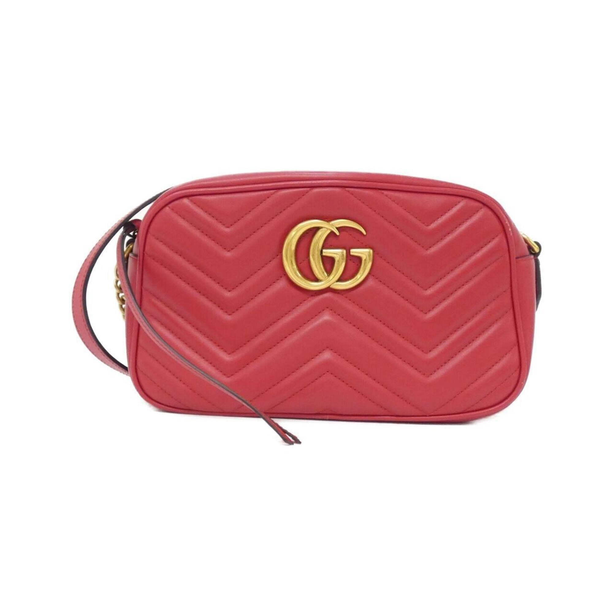 Gucci Red Color Leather Shoulder Bag (Pre-Owned)
