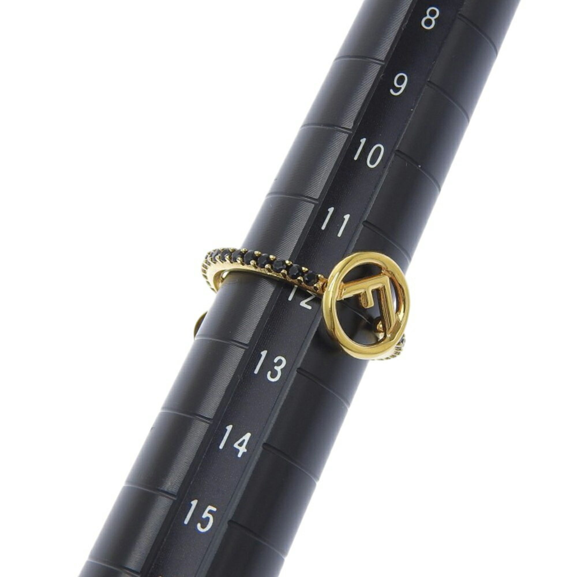 Fendi Gold Black Gold Plating Band Ring (Pre-Owned)