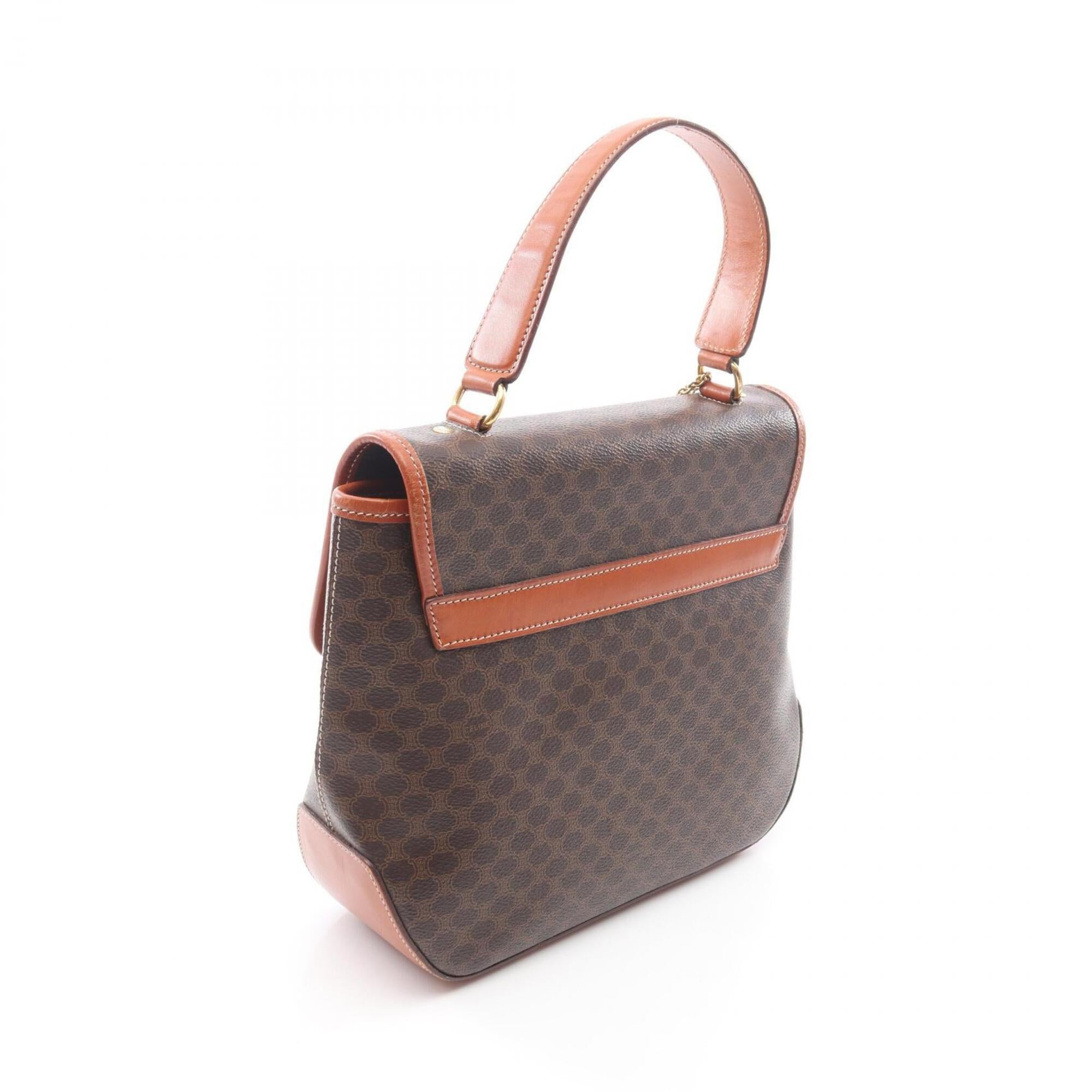 Celine Macadam Brown Coated Canvas Handbag (Pre-Owned)