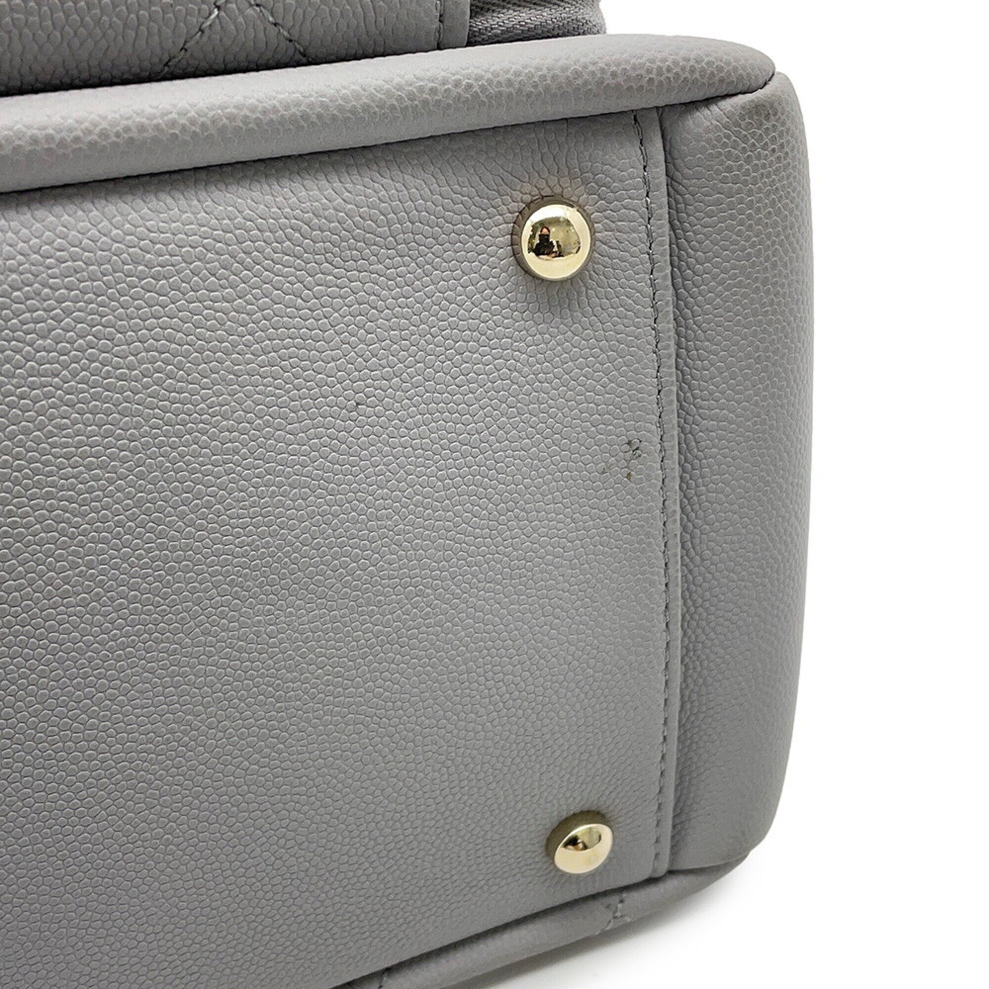 Chanel Matelasse Gray Grained Calfskin Handbag Shoulder Bag (Pre-Owned)