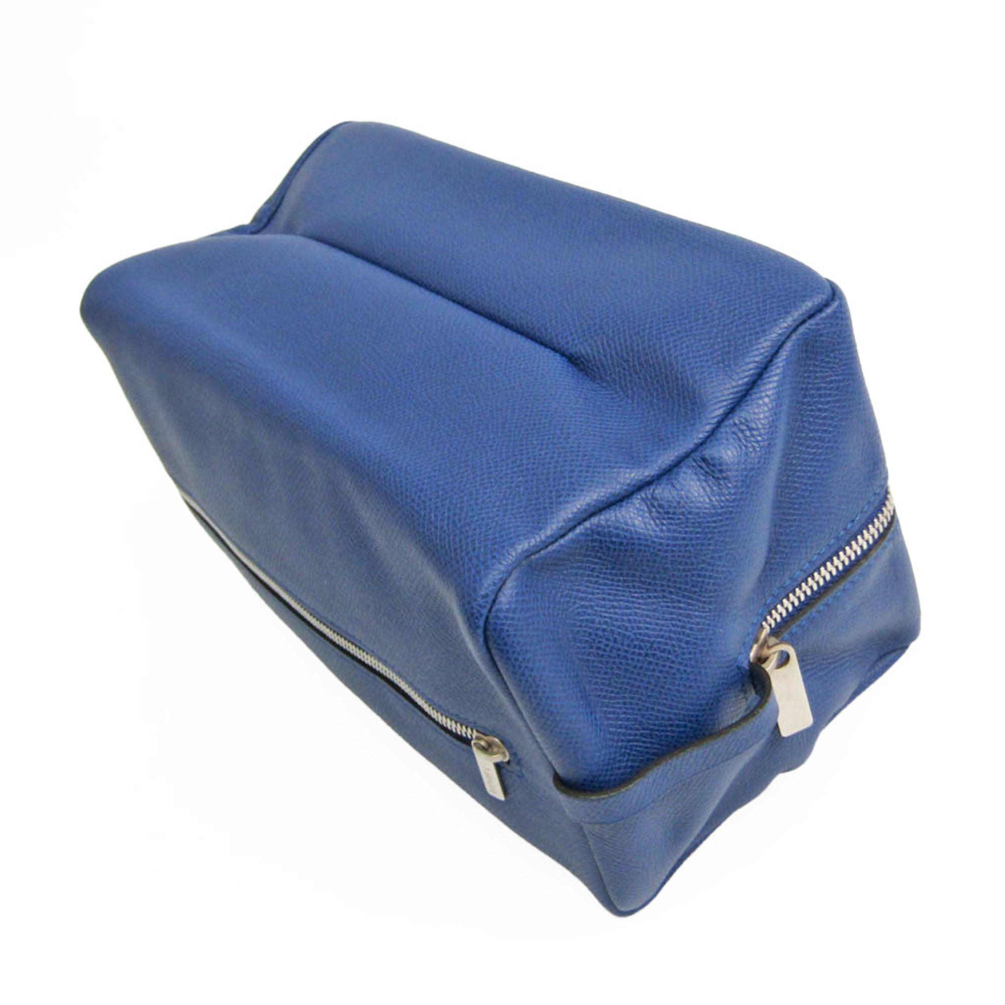 Valextra Royal Blue Leather Clutch Bag Pouch (Pre-Owned)