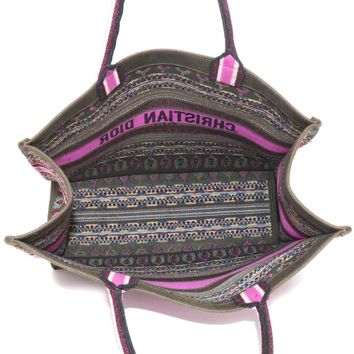 Christian Dior Khaki Multi-Color Canvas Handbag Tote Bag (Pre-Owned)