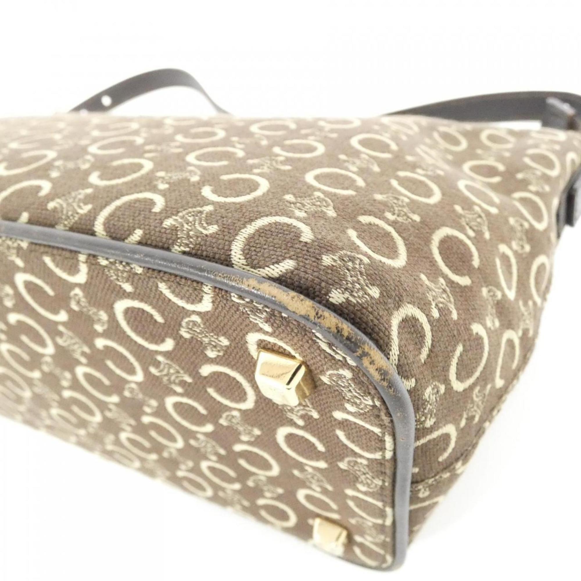 Celine Brown Canvas Shoulder Bag (Pre-Owned)
