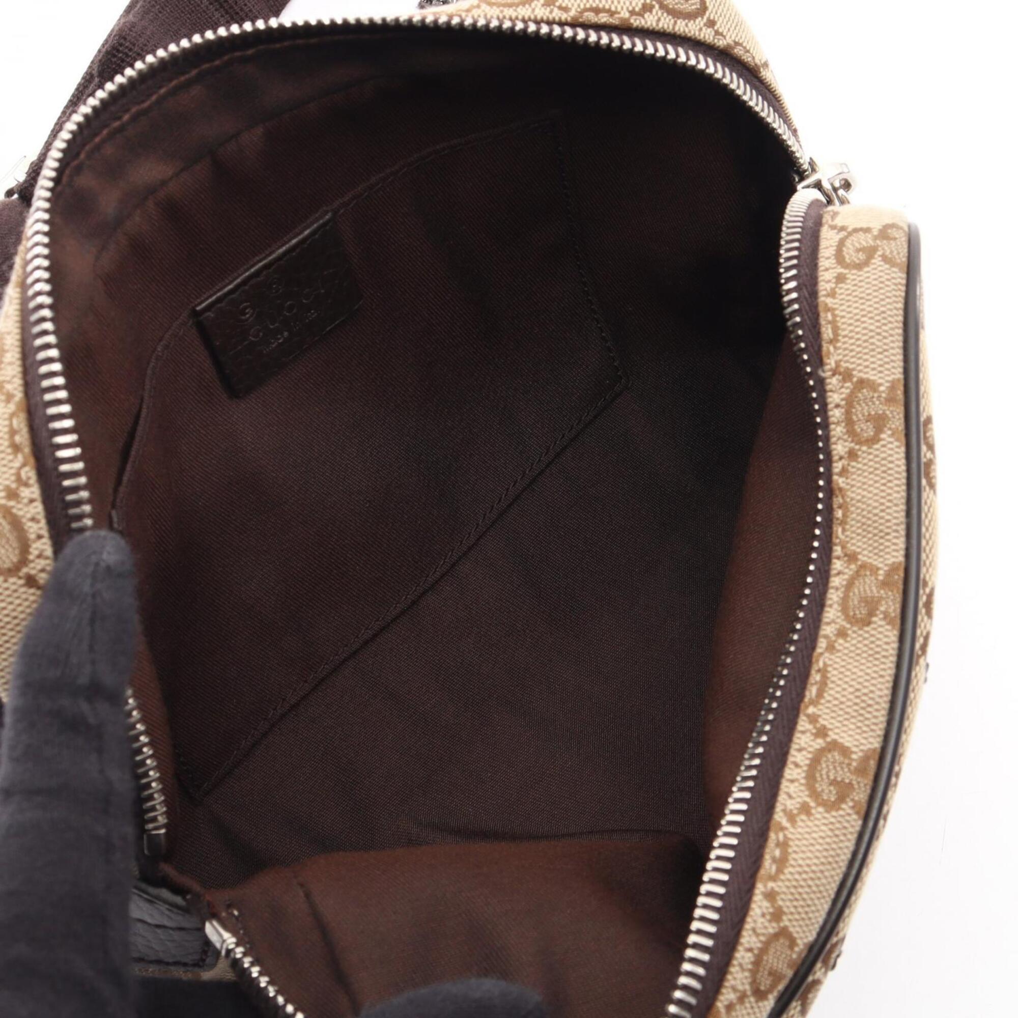 Gucci Beige Brown Gg Canvas Leather Fanny Pack (Pre-Owned)