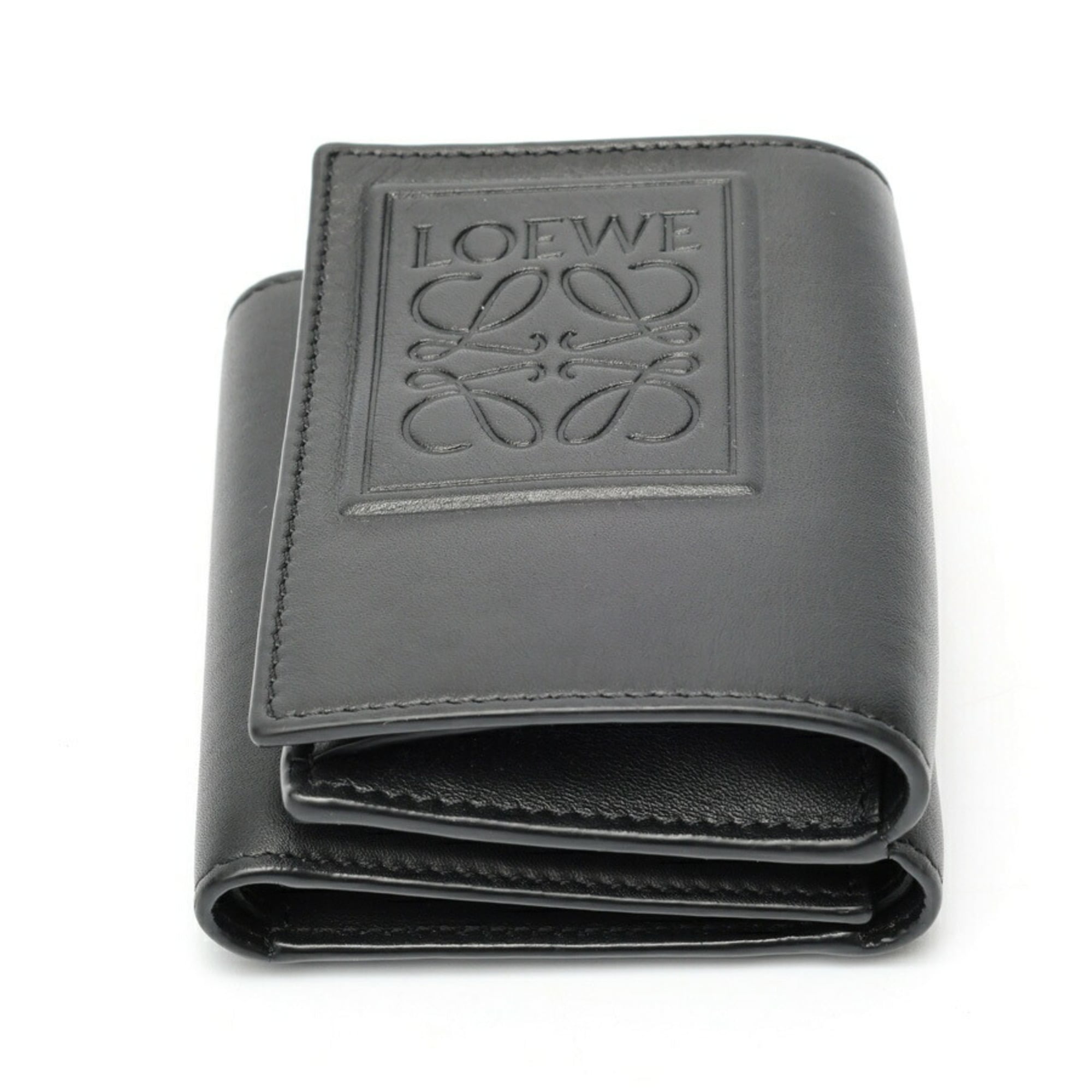 Loewe Black Satin Leather Wallet (Tri-Fold) (Pre-Owned)