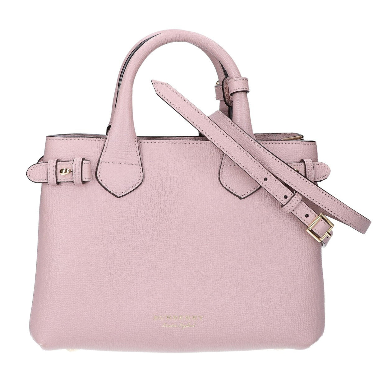 Burberry Gray Pink Leather Handbag Shoulder Bag (Pre-Owned)