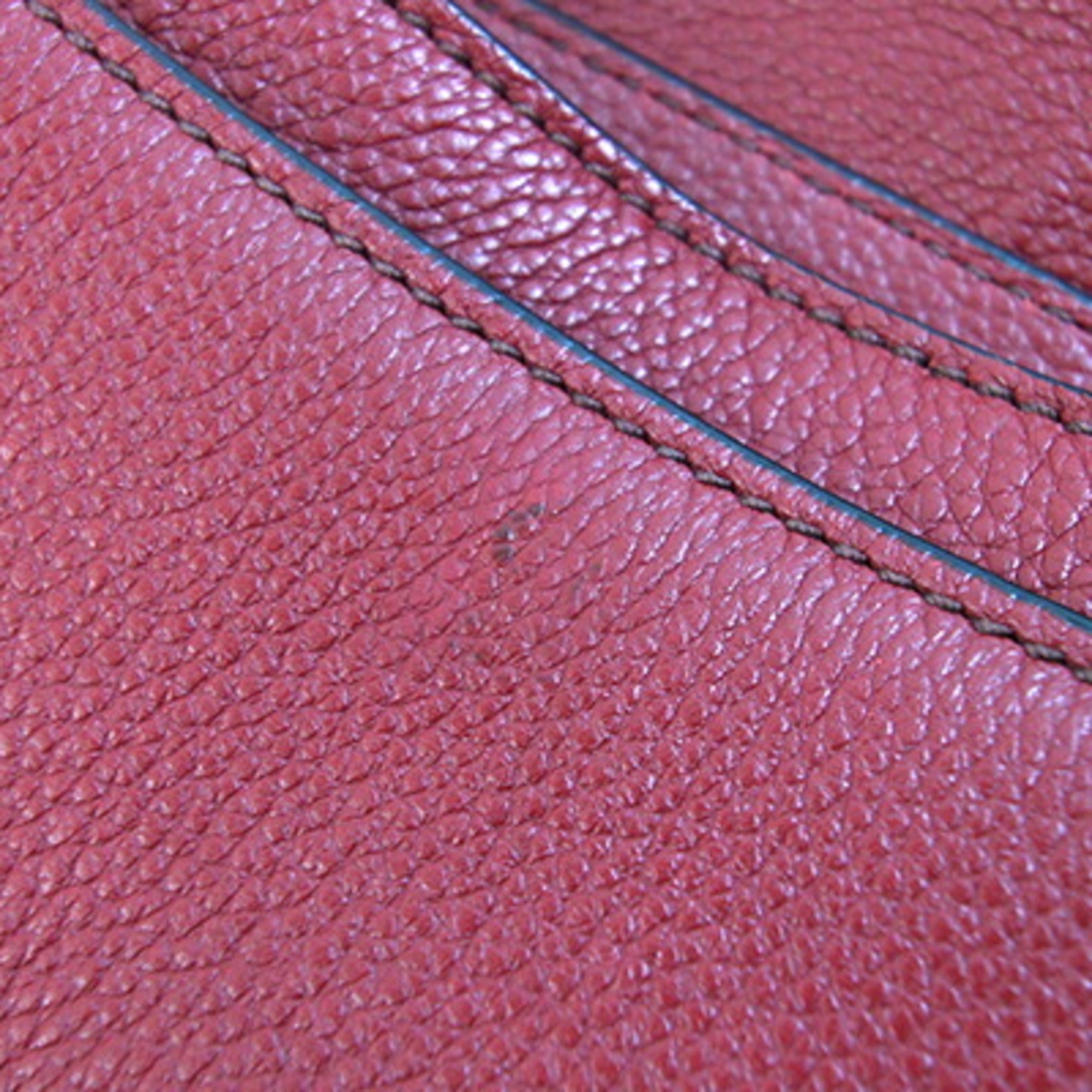 Prada Red Color Leather Shoulder Bag (Pre-Owned)