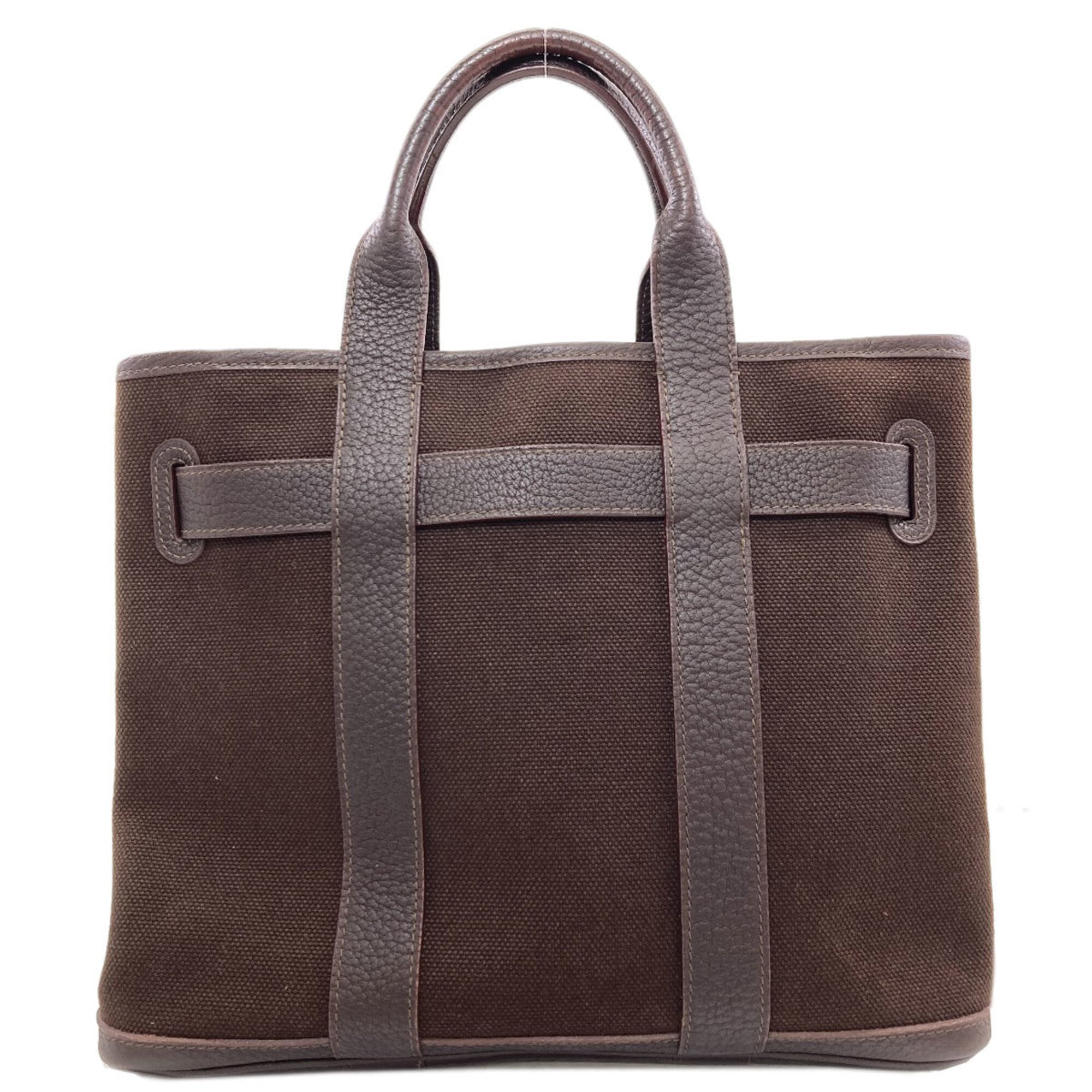 Hermes Dark Brown Toile H Handbag (Pre-Owned)