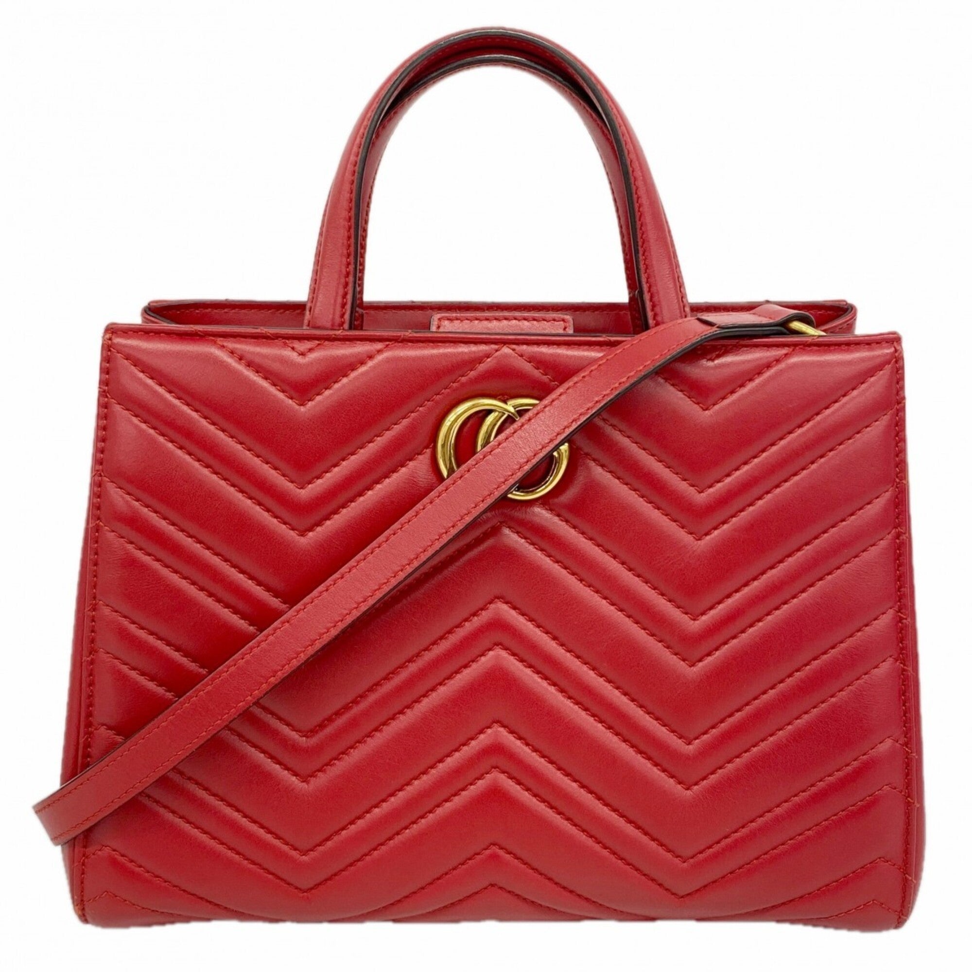 Gucci Red Color Leather Handbag (Pre-Owned)