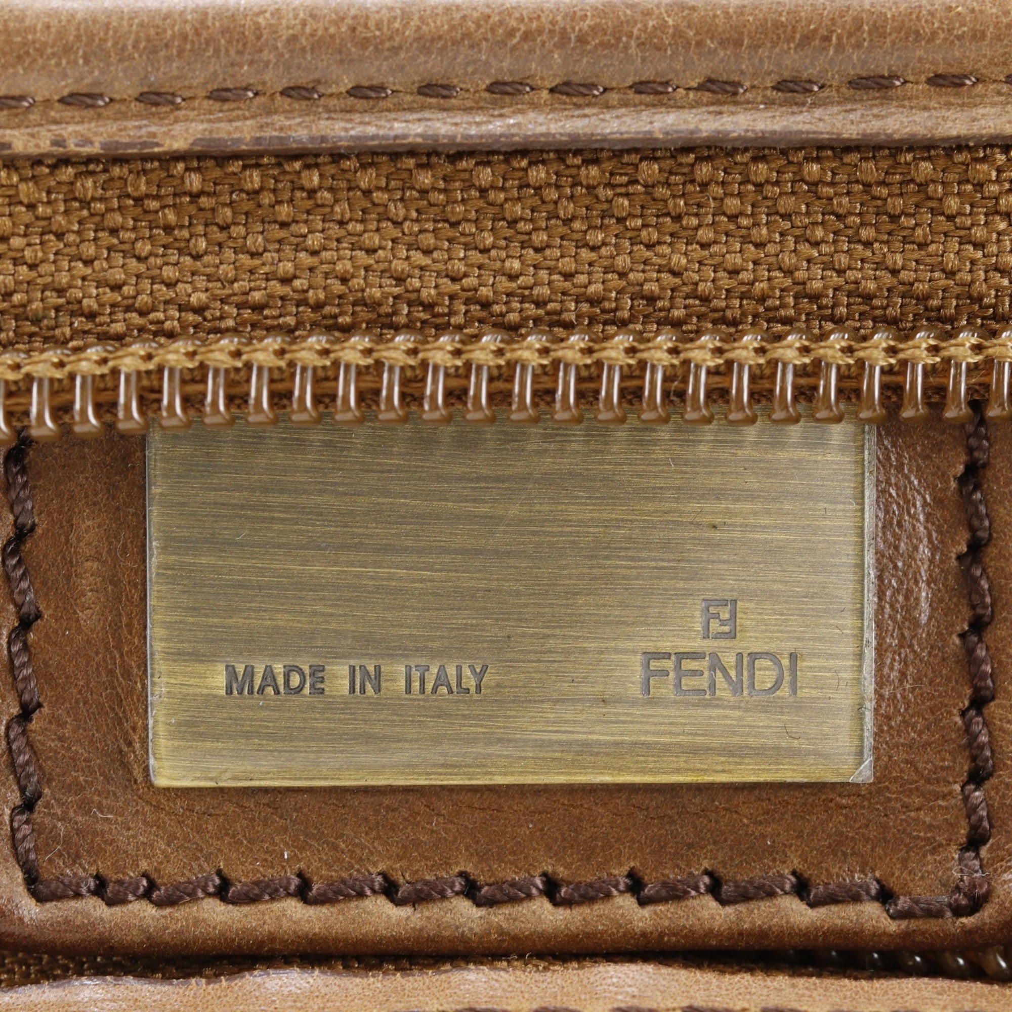 Fendi Zucca Brown Nylon Canvas Boston Bag (Pre-Owned)