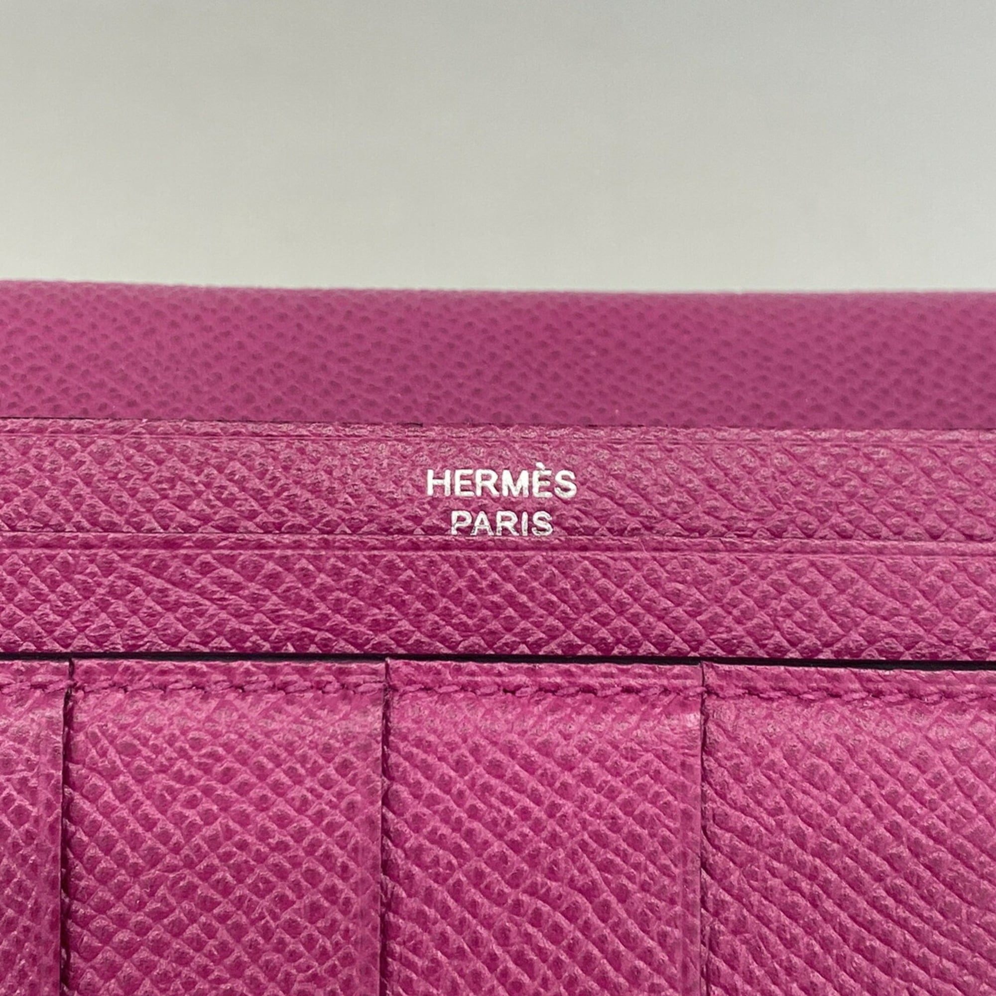 Hermes Blue Indigo Rose Purple Leather Long Wallet (Bi-Fold) (Pre-Owned)