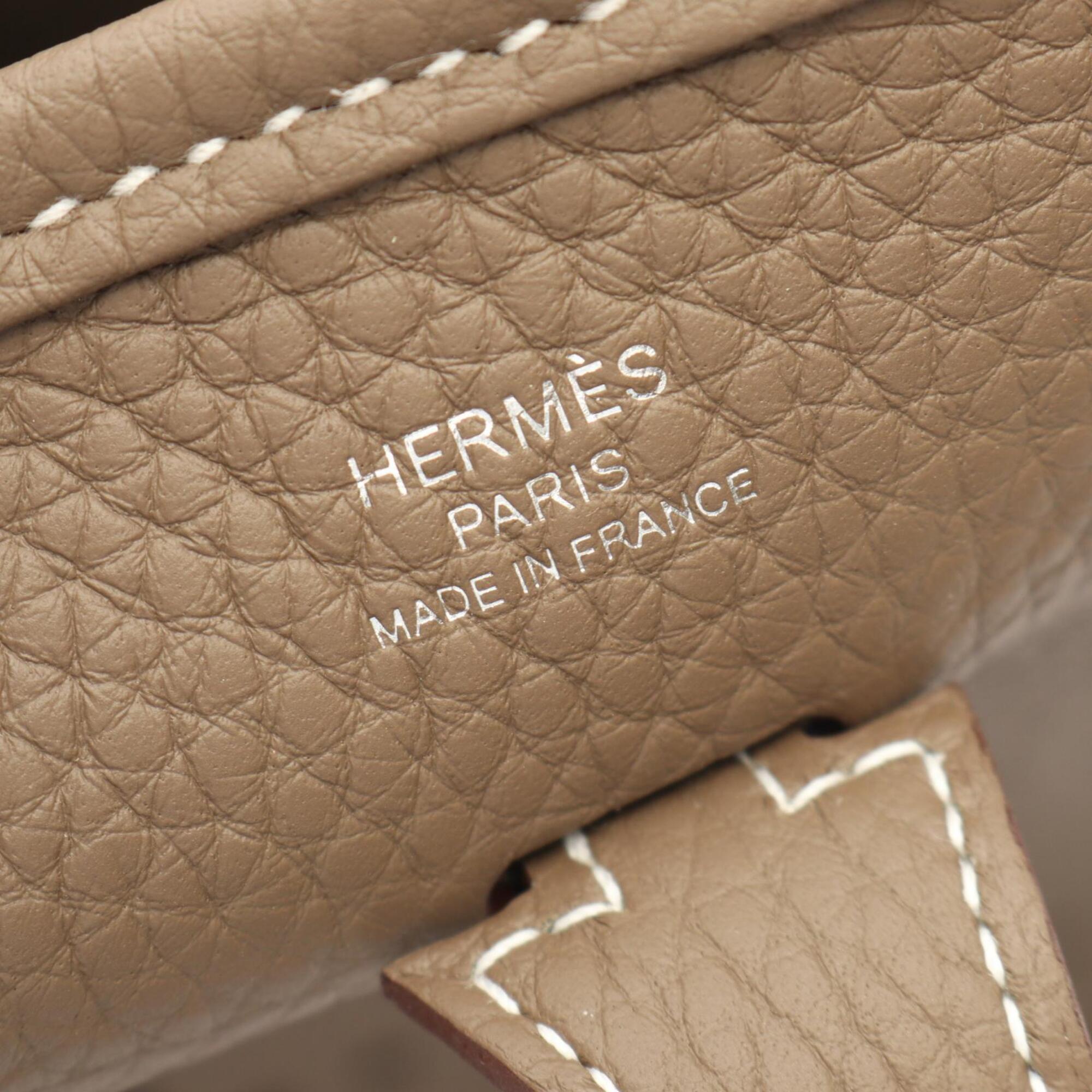 Hermes Beige Etoupe Gray Taurillon Clemence Leather Handbag Shoulder Bag (Pre-Owned)
