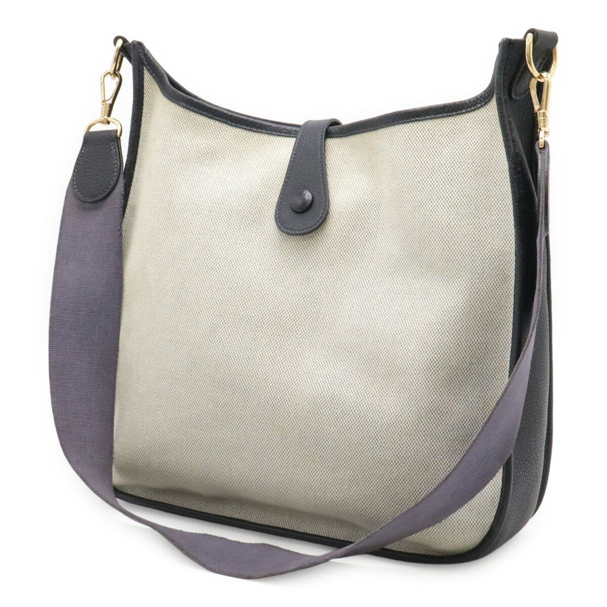 Hermes Natural Navy Toile H Shoulder Bag (Pre-Owned)