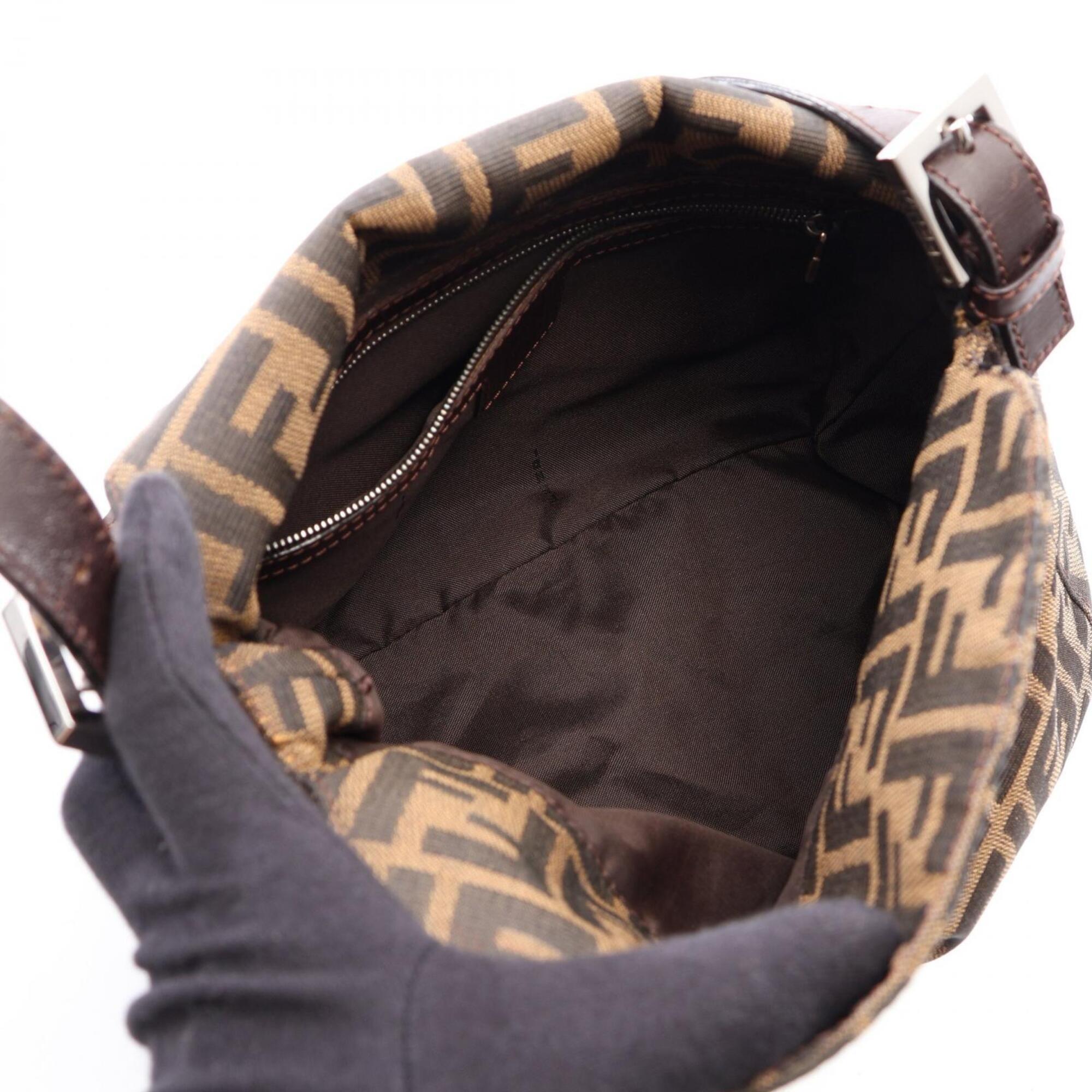 Fendi Brown Canvas Leather Handbag Shoulder Bag (Pre-Owned)