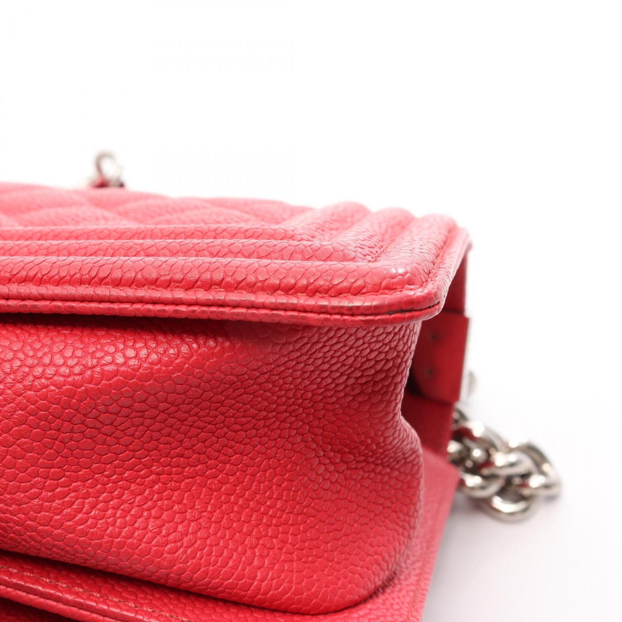Chanel Red Color Grained Calfskin Handbag Shoulder Bag (Pre-Owned)