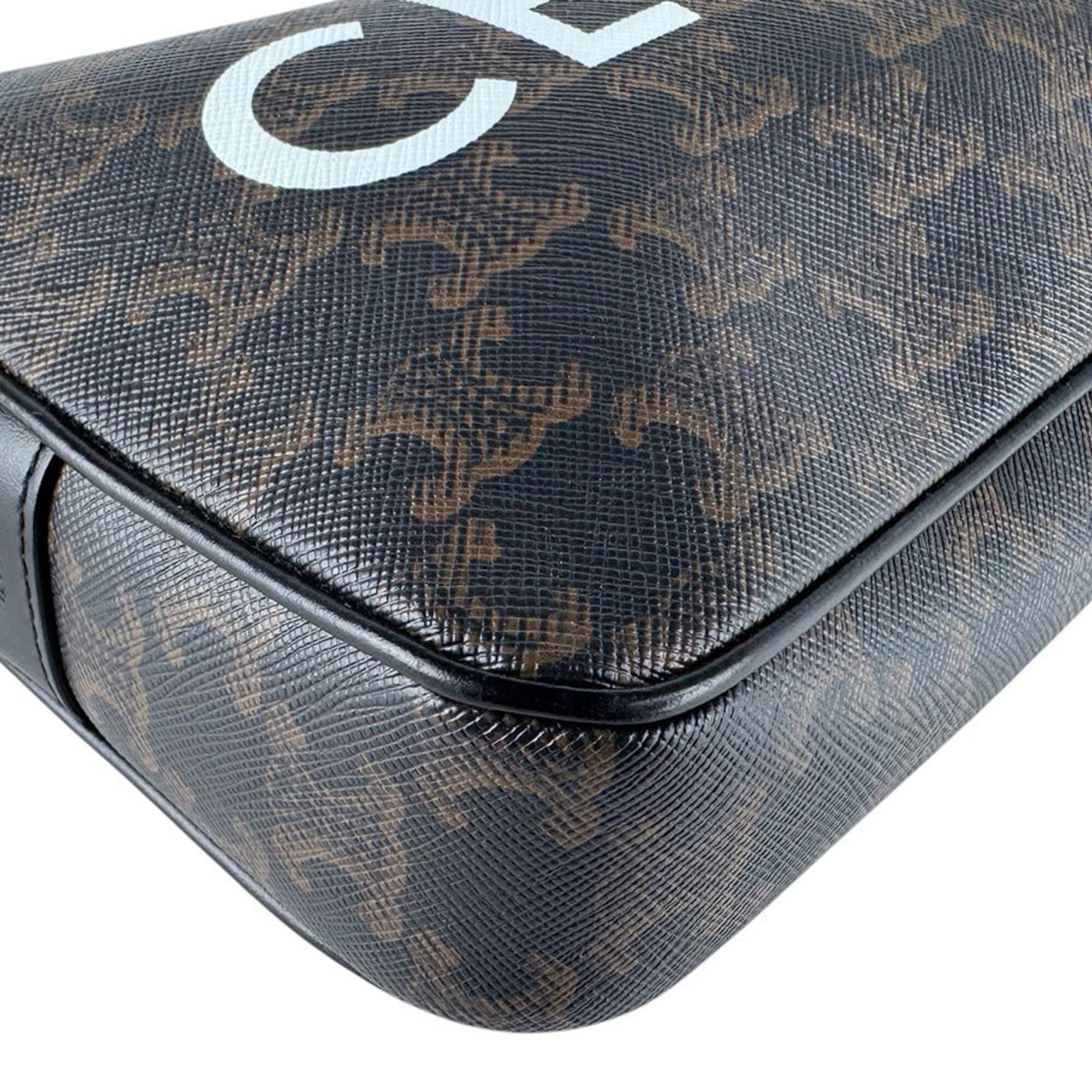 Celine Black Brown Coated Canvas Messenger Bag Shoulder Bag (Pre-Owned)