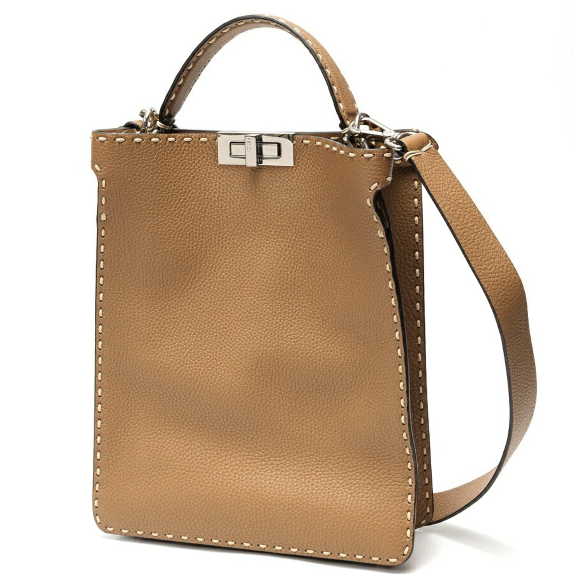 Fendi Brown Leather Handbag Shoulder Bag (Pre-Owned)