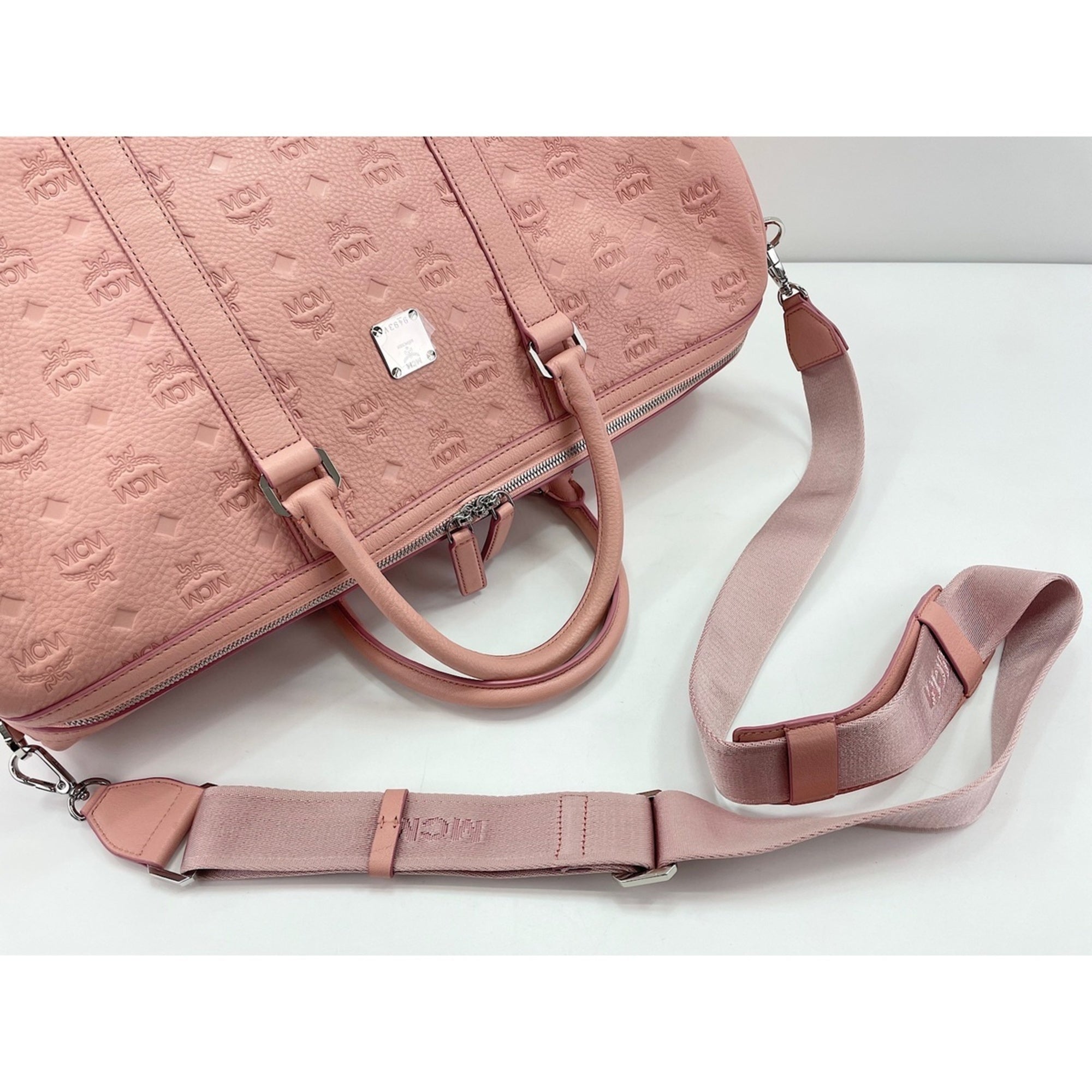 Mcm Pink Leather Boston Bag Weekend Bag (Pre-Owned)