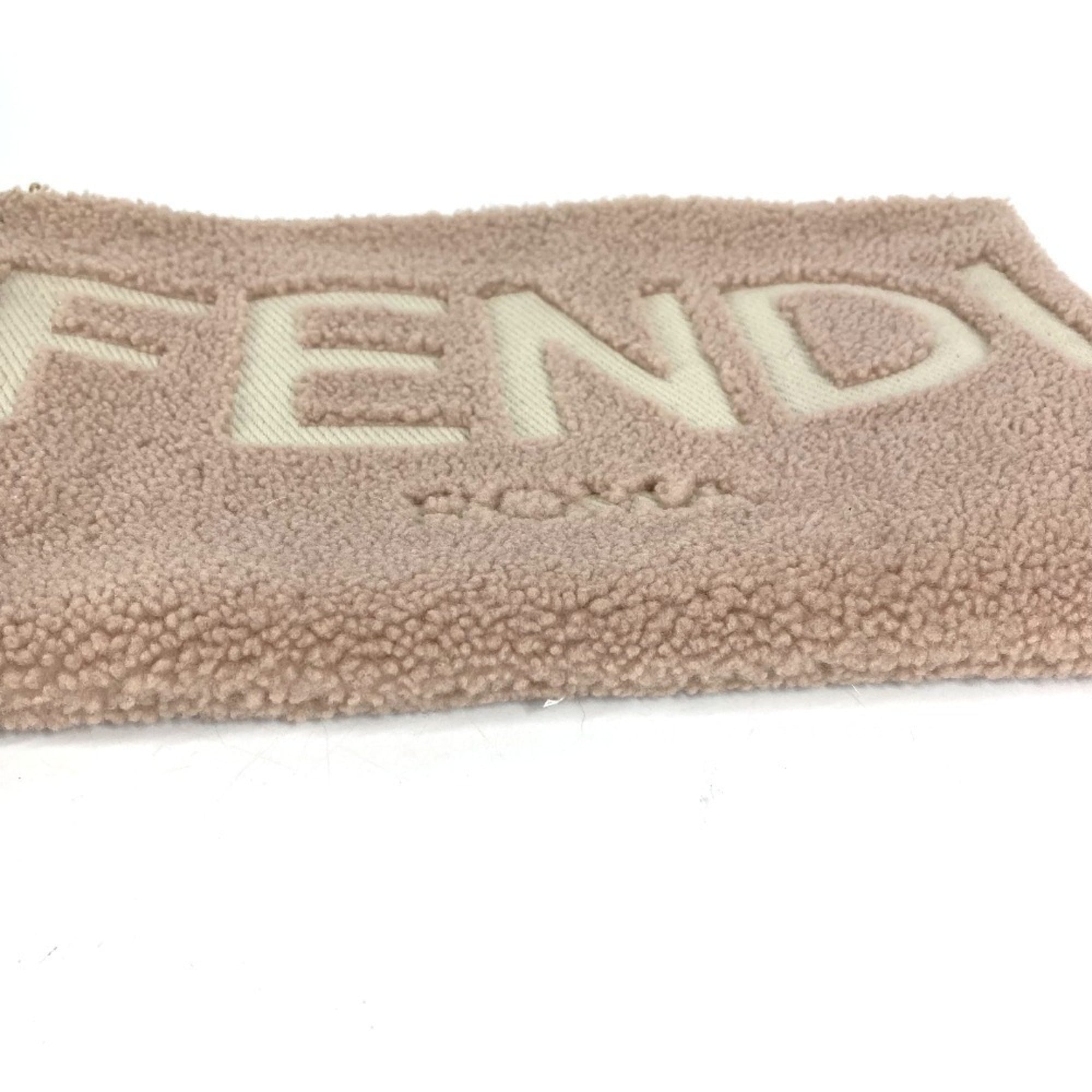 Fendi Pink Beige Fur Leather Clutch Bag Handbag Pouch (Pre-Owned)