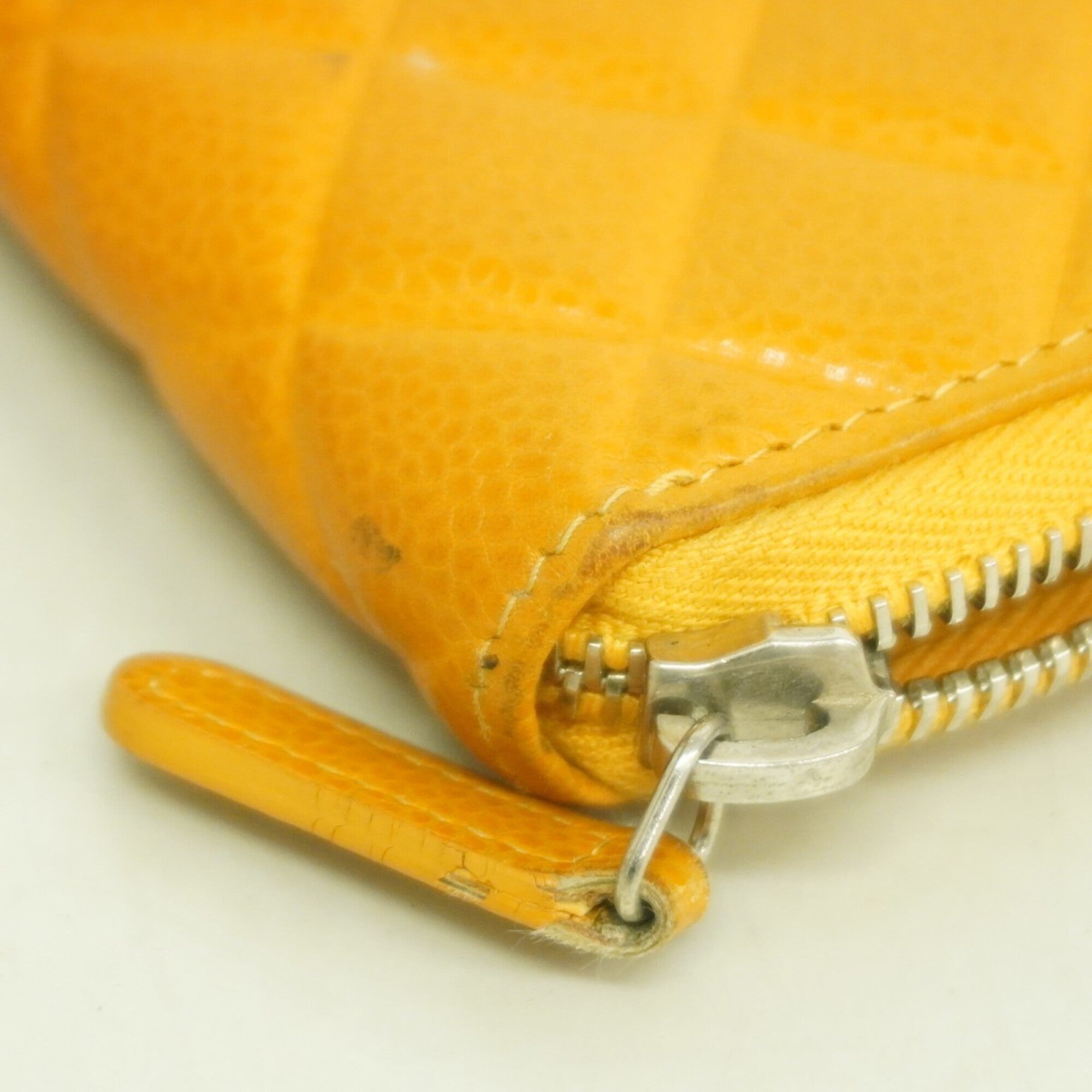 Chanel Orange Grained Calfskin Long Wallet (Bi-Fold) (Pre-Owned)