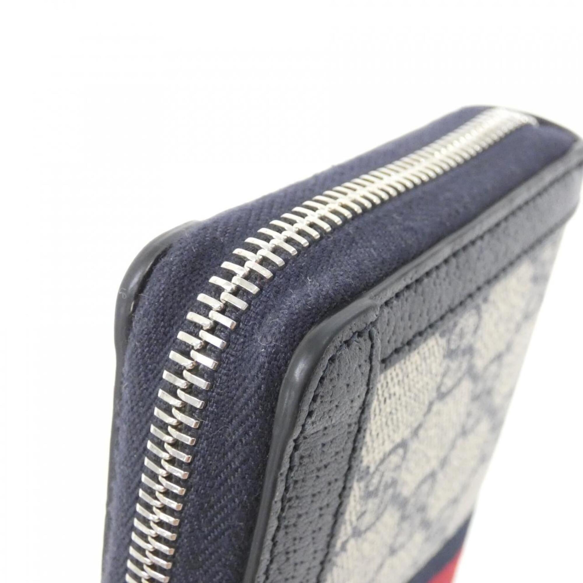 Gucci Beige Blue Gg Supreme Long Wallet (Bi-Fold) (Pre-Owned)