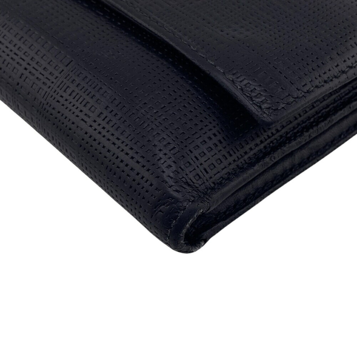 Loewe Linen Black Leather Wallet (Tri-Fold) (Pre-Owned)