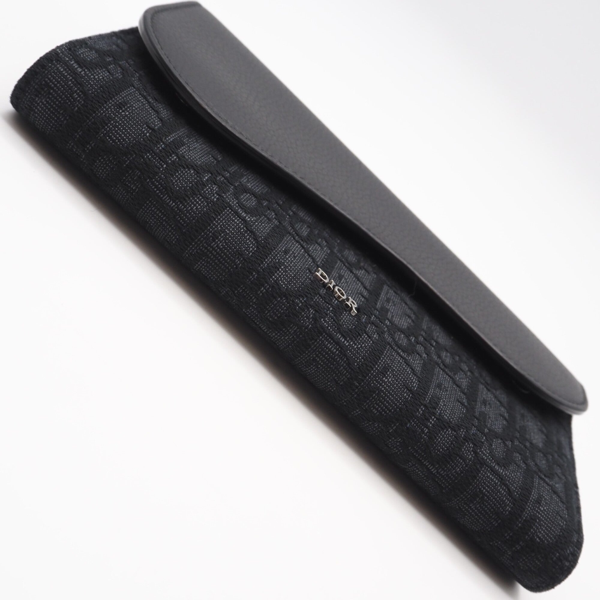 Christian Dior Black Canvas Leather Long Wallet (Bi-Fold) (Pre-Owned)