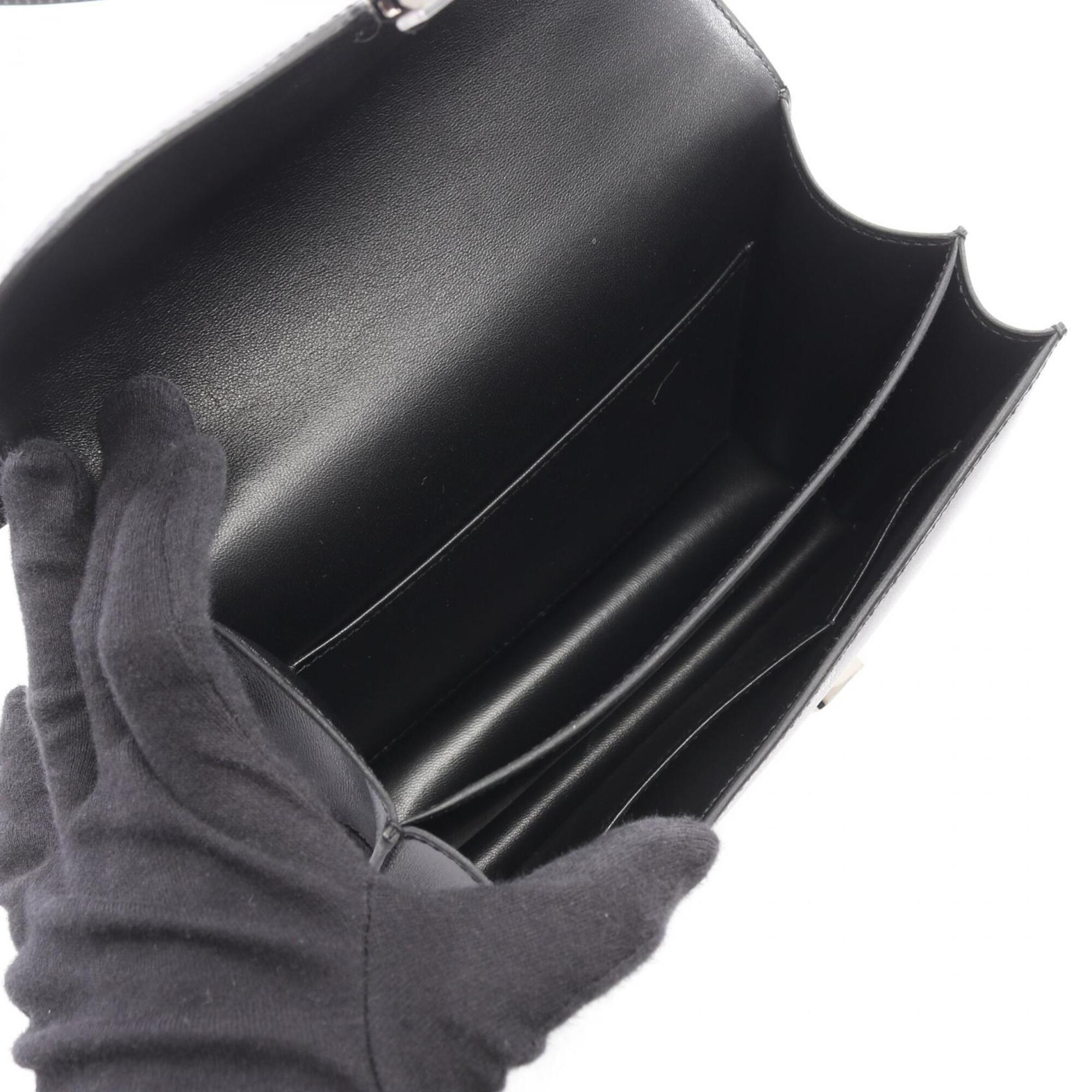 Hermes Black Box Calf Leather Leather Handbag Shoulder Bag (Pre-Owned)