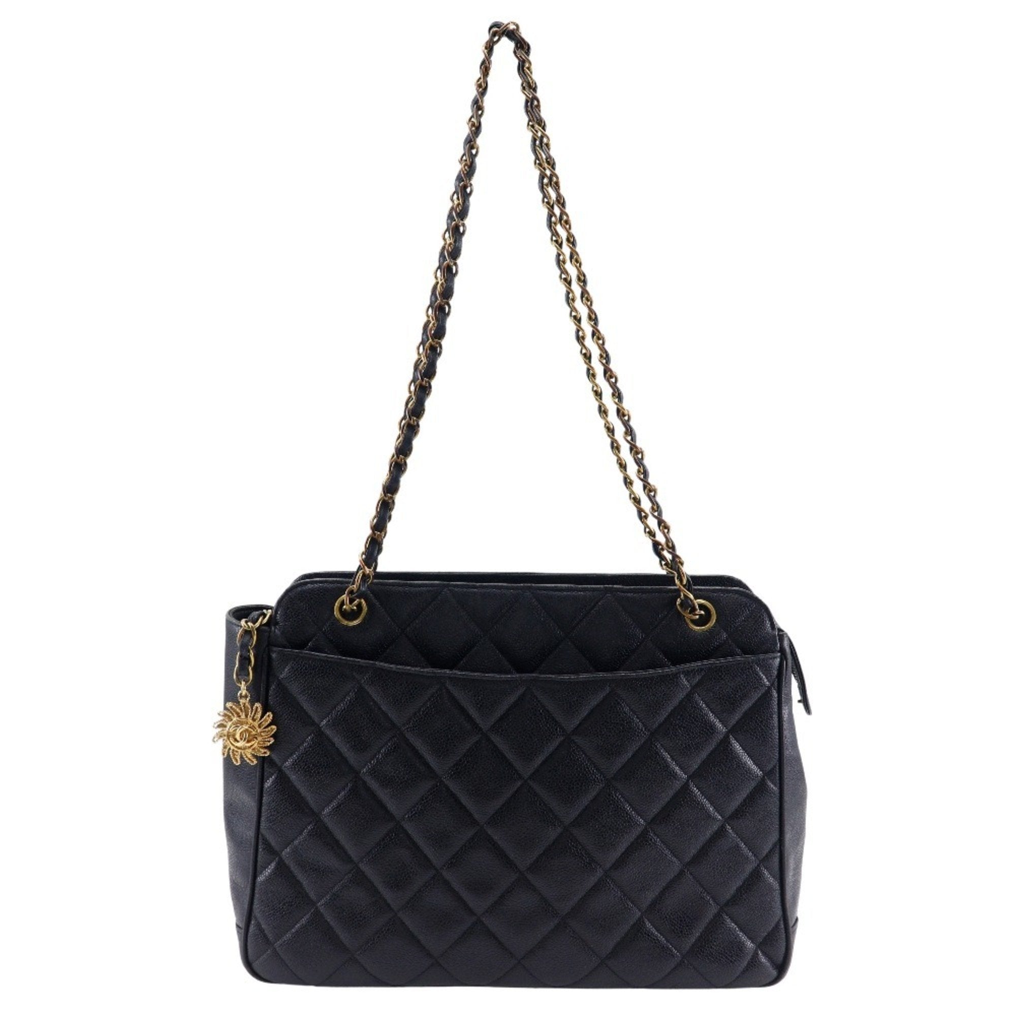 Chanel Black Caviar Leather Shoulder Bag (Pre-Owned)