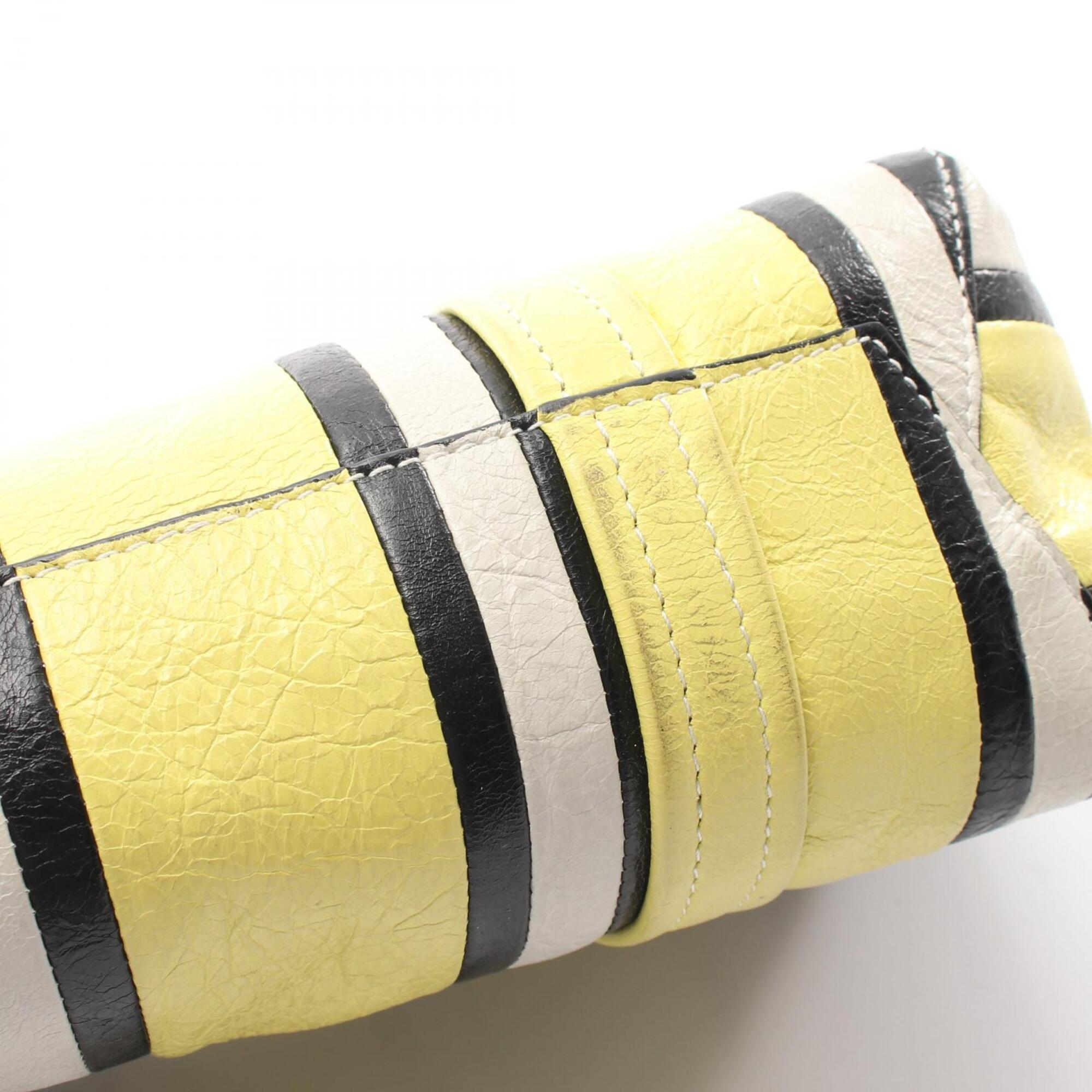 Balenciaga Black White Yellow Leather Handbag (Pre-Owned)