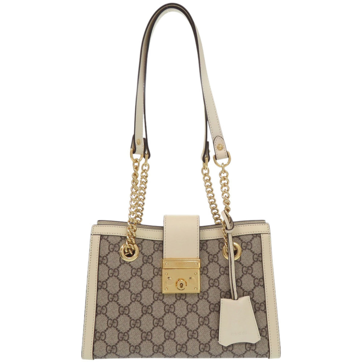 Gucci Beige White Gg Supreme Leather Tote Bag (Pre-Owned)