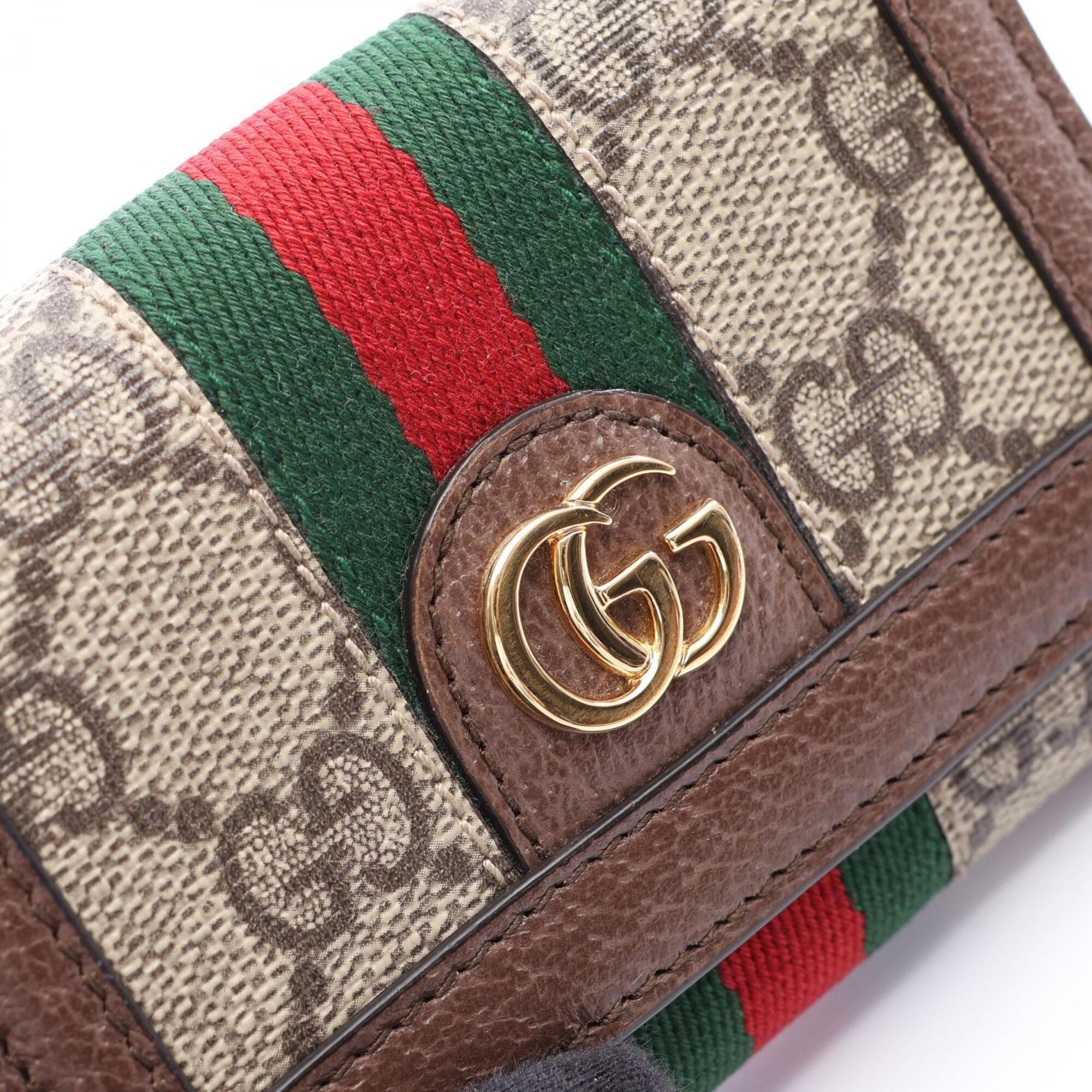 Gucci Beige Brown Multi-Color Leather Pvc Wallet (Tri-Fold) (Pre-Owned)