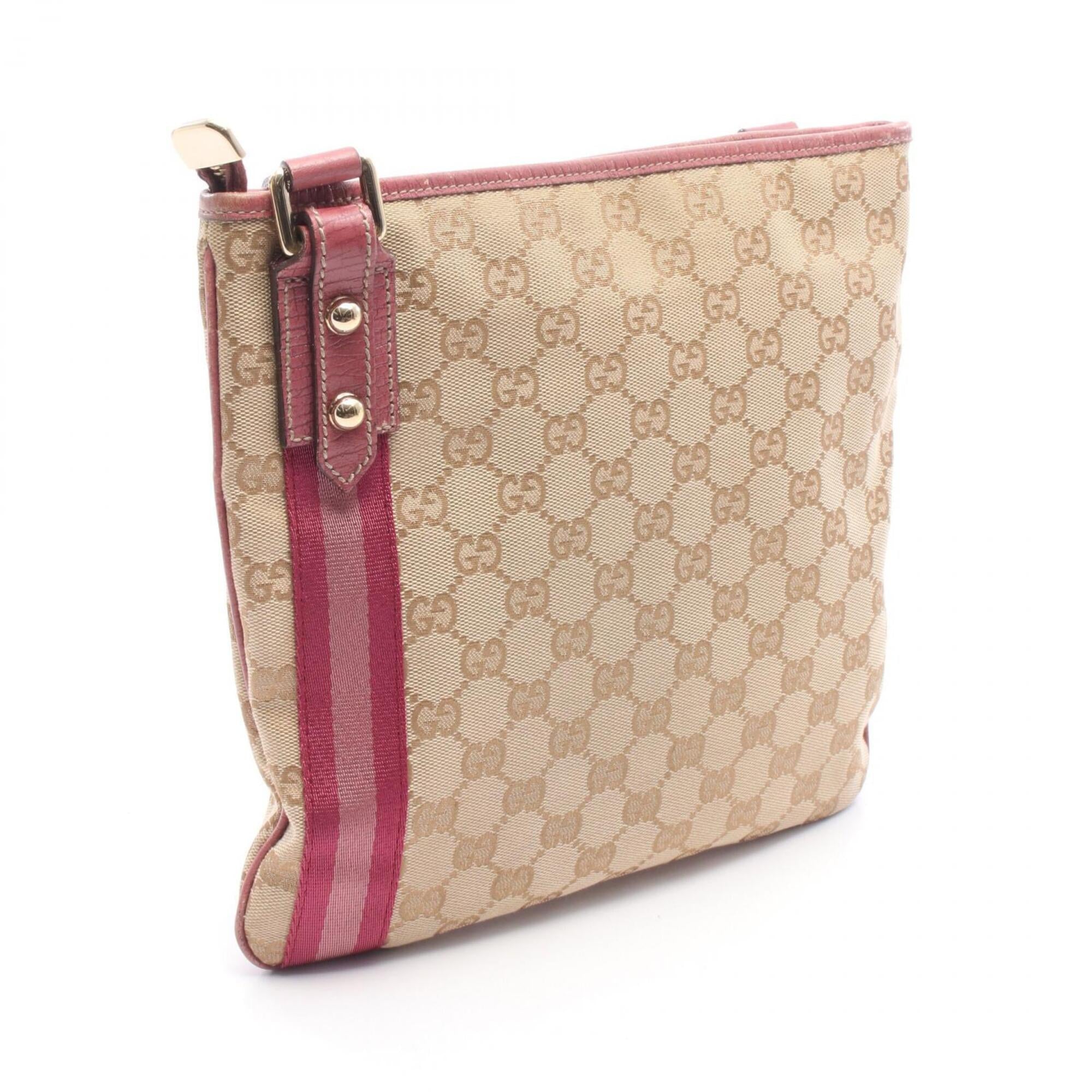 Gucci Beige Pink Gg Canvas Leather Handbag Shoulder Bag (Pre-Owned)