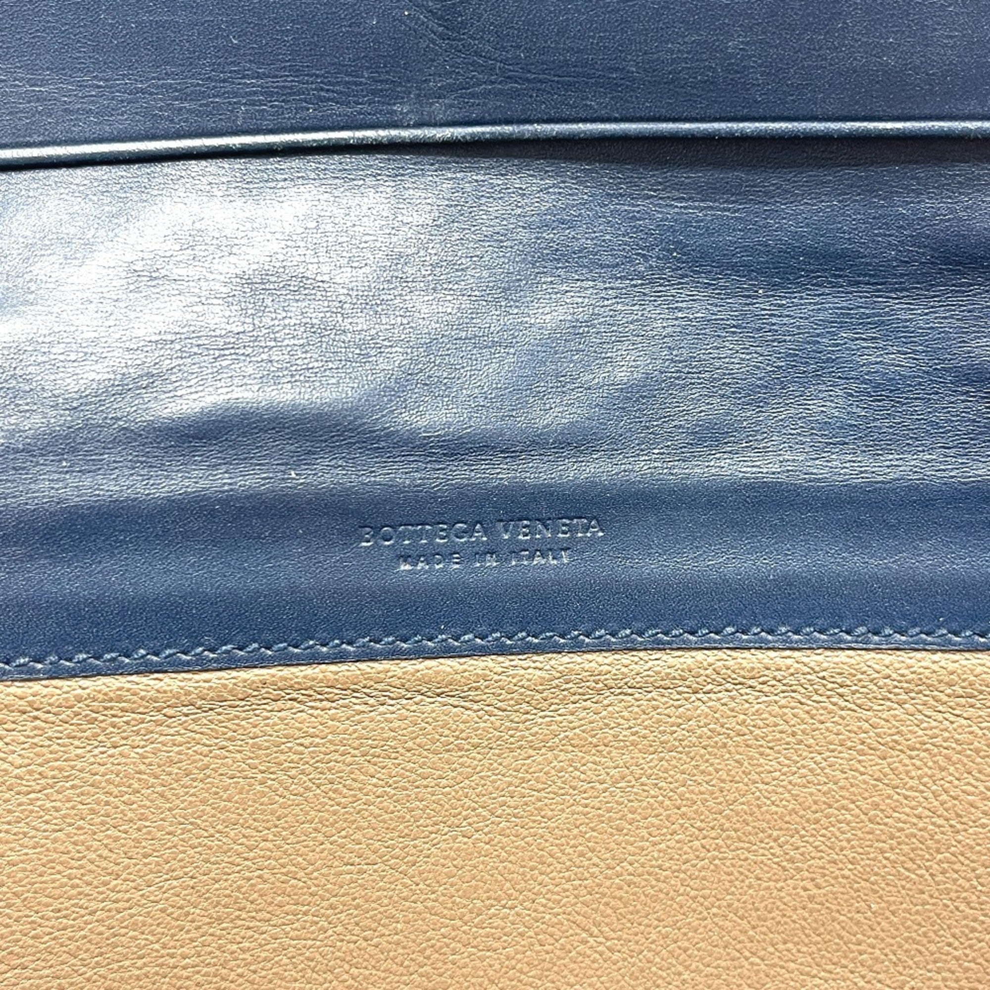 Bottega Veneta Blue Leather Long Wallet (Bi-Fold) (Pre-Owned)