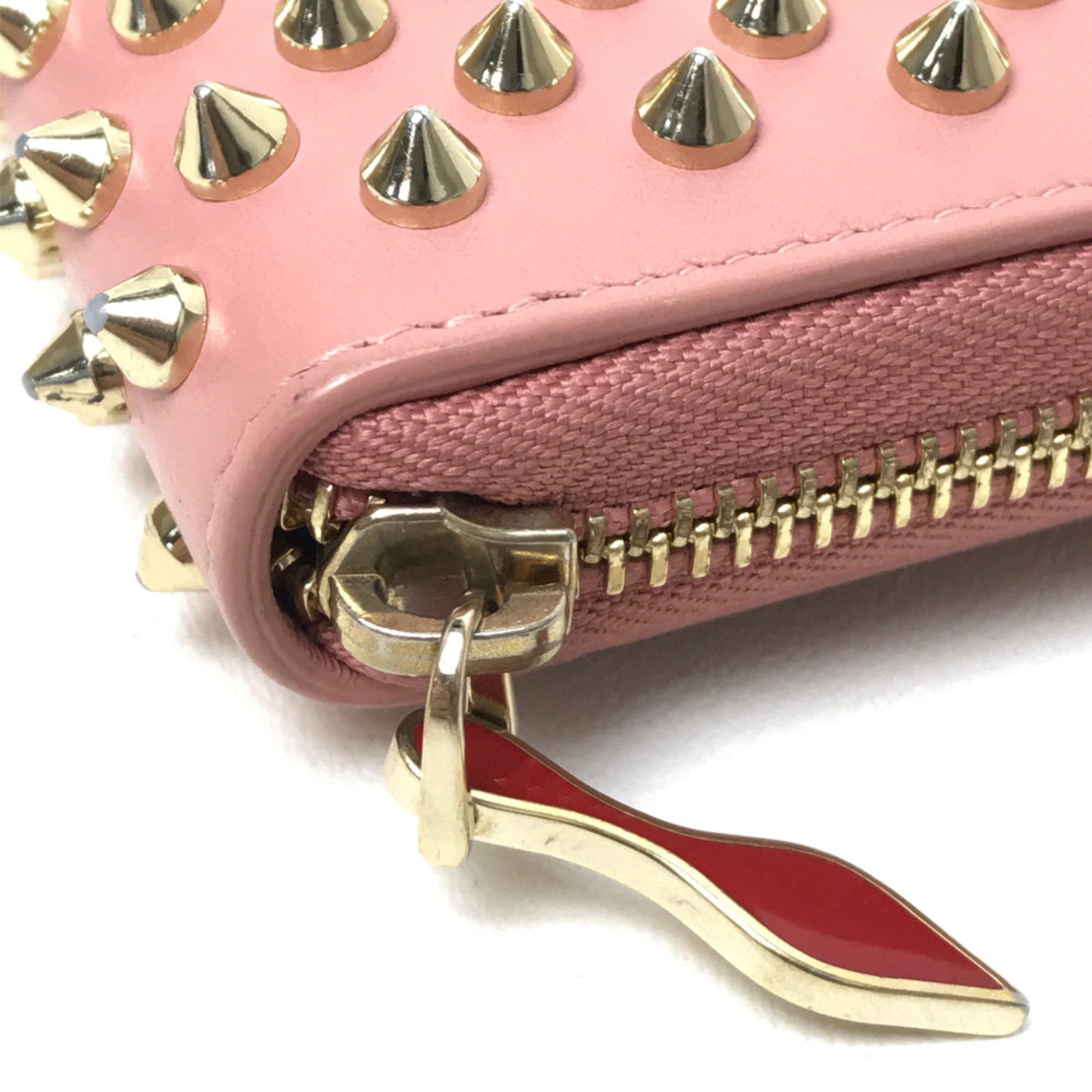 Christian Louboutin Pink Leather Long Wallet (Bi-Fold) (Pre-Owned)