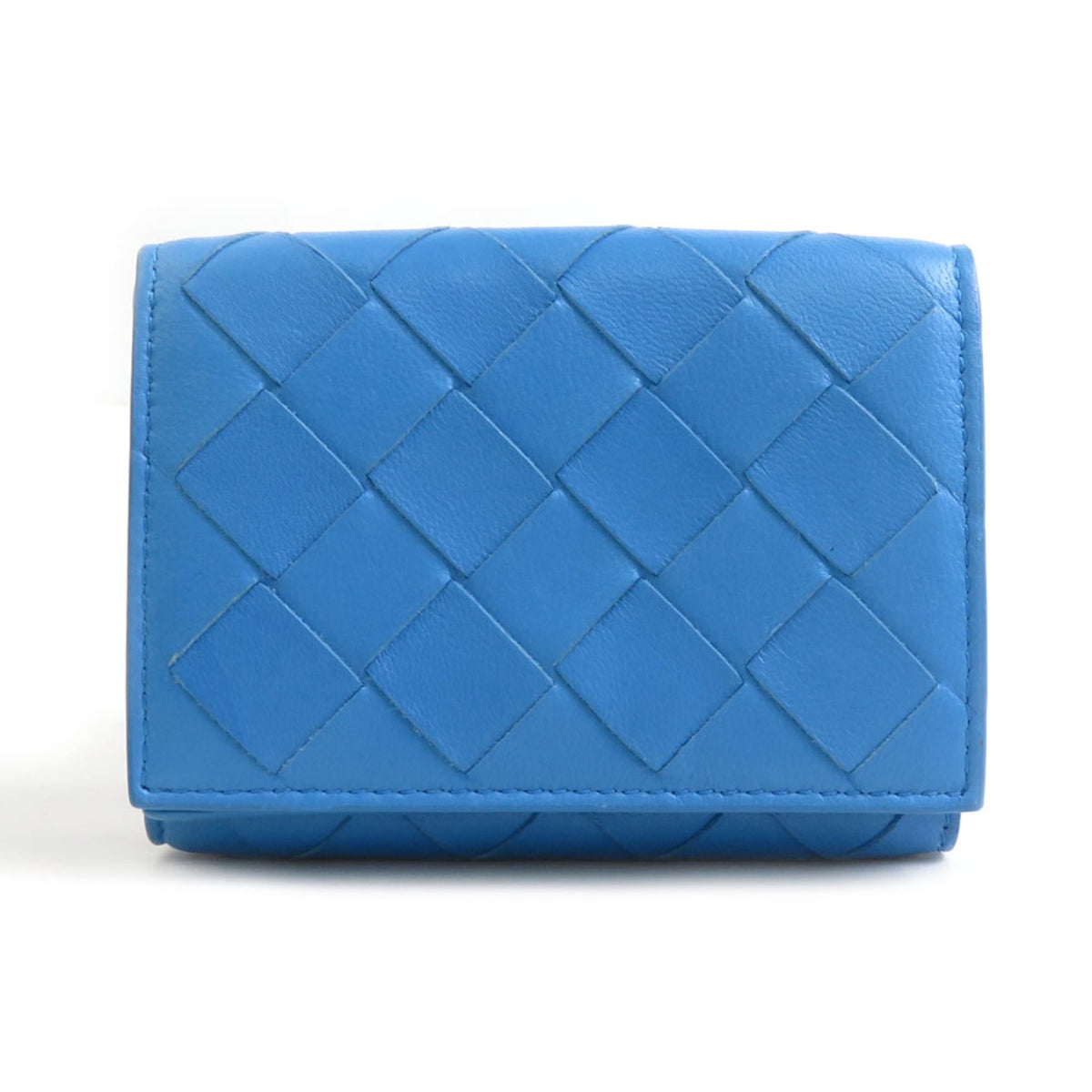 Bottega Veneta Blue Leather Wallet (Tri-Fold) (Pre-Owned)