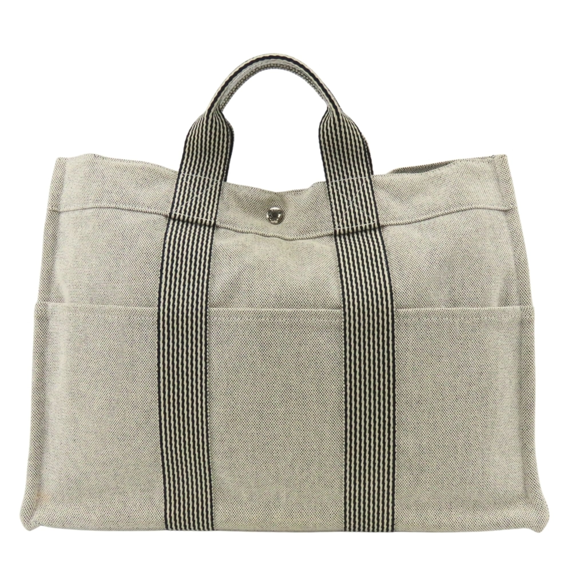 Hermes Gray Cotton Canvas Tote Bag (Pre-Owned)