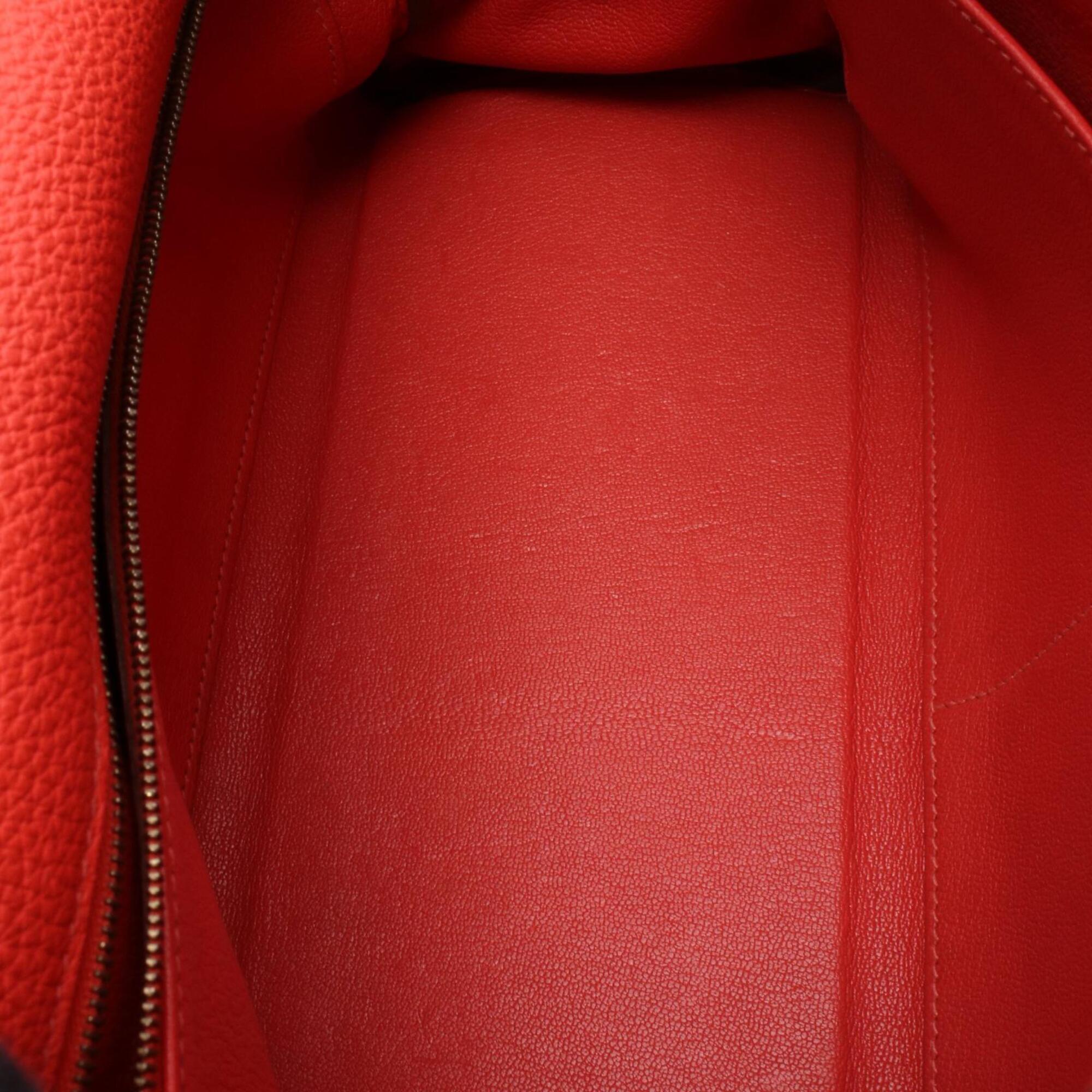 Hermes Red Color Togo Leather Leather Handbag (Pre-Owned)