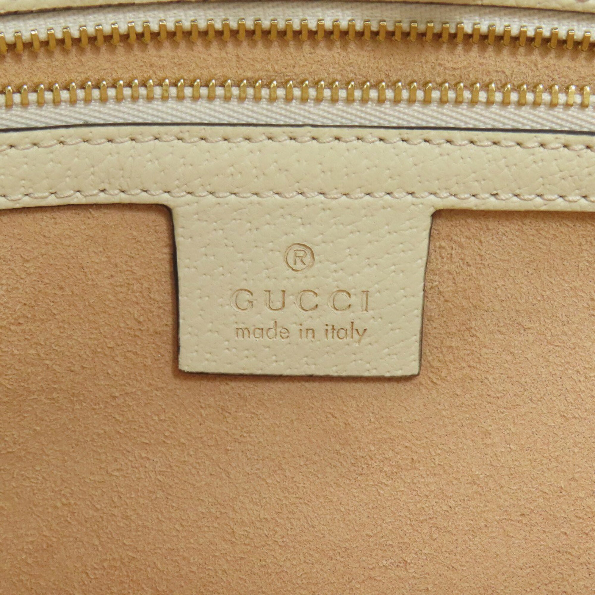 Gucci Navy Red Color White Leather Handbag (Pre-Owned)