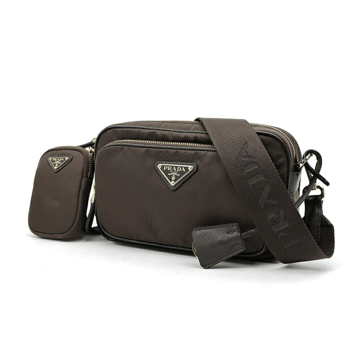 Prada Brown Leather Pouch Shoulder Bag (Pre-Owned)