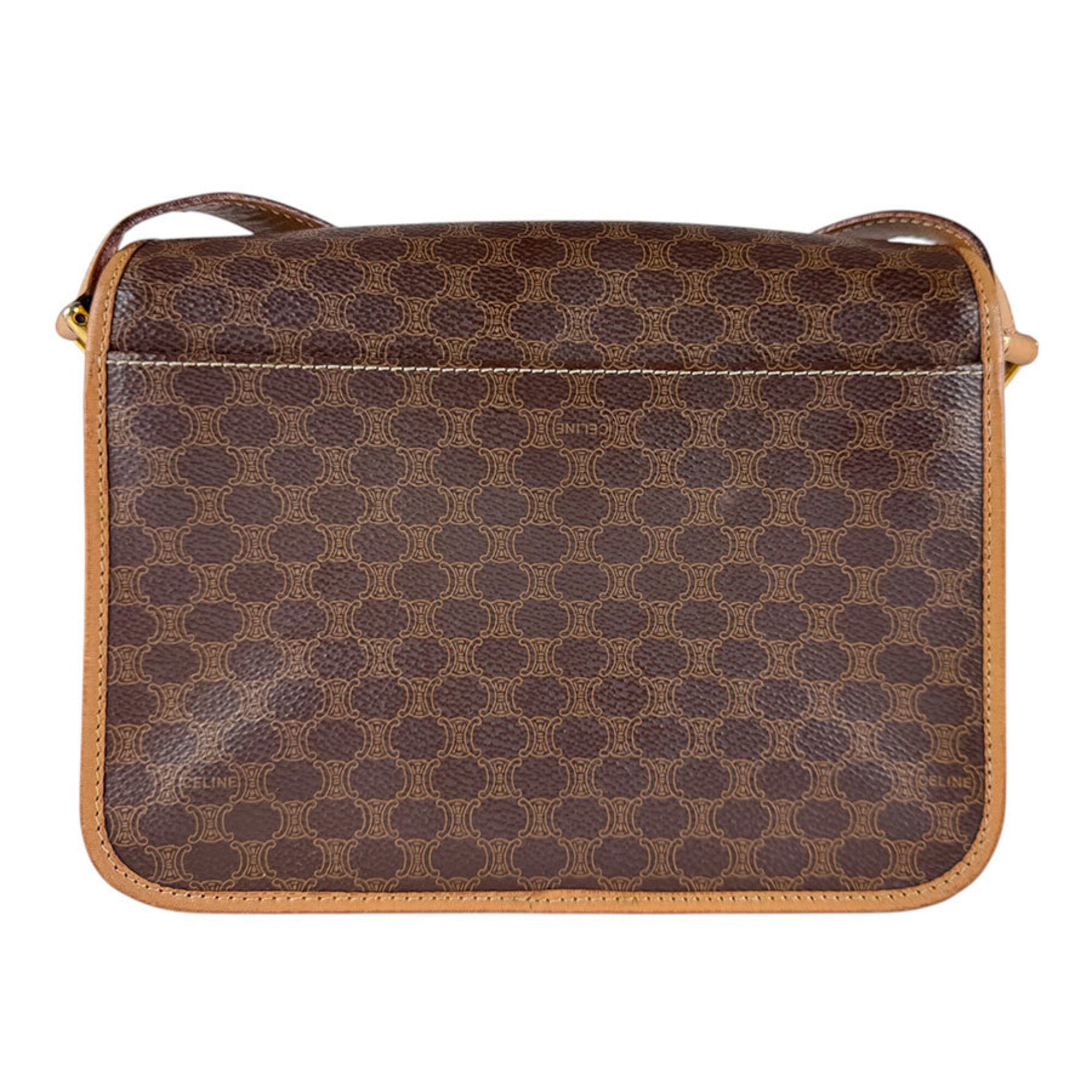Celine Brown Coated Canvas Shoulder Bag (Pre-Owned)